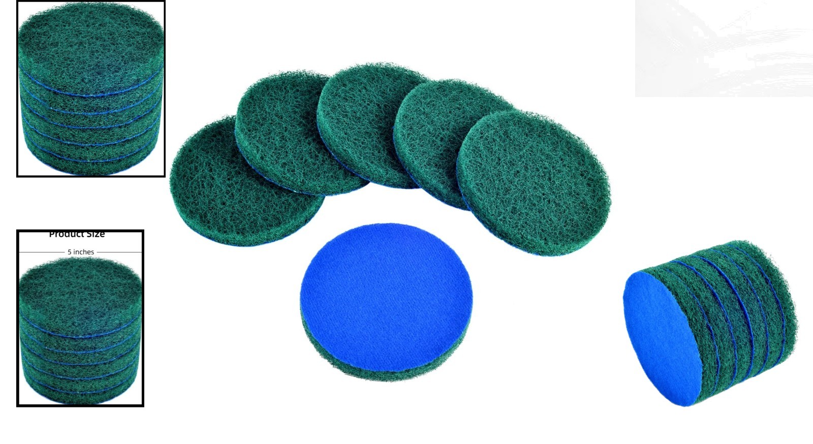 Durable Green Scrub Pads – 5 Inch Abrasive Power for Tough Cleaning Tasks