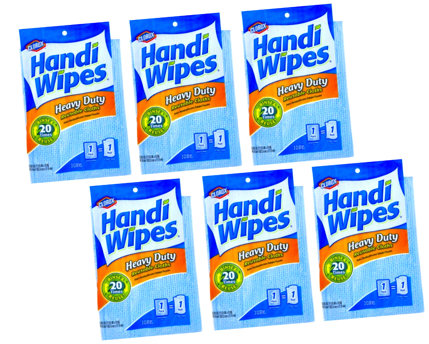 HEAVY DUTY HANDI WIPES CLOTHS ABSORBENT MULTIPURPOSE CLEANING TOWELS 6 PKS