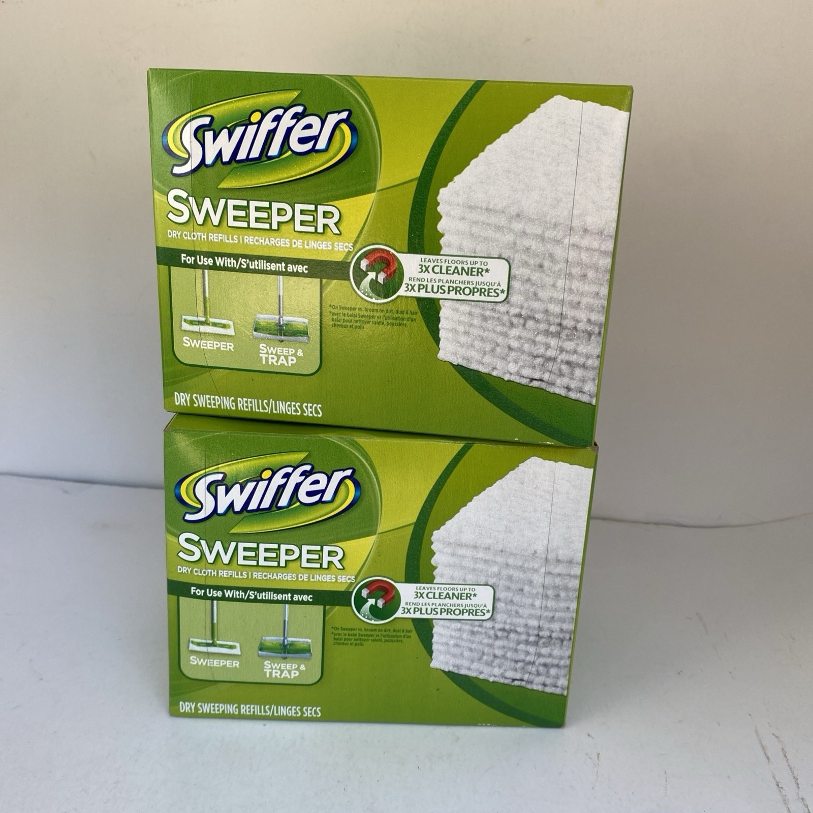 Swiffer Sweeper Dry Cloth Refill Box Of 24 LOT OF 2 Sweep & Trap Sealed Clean!