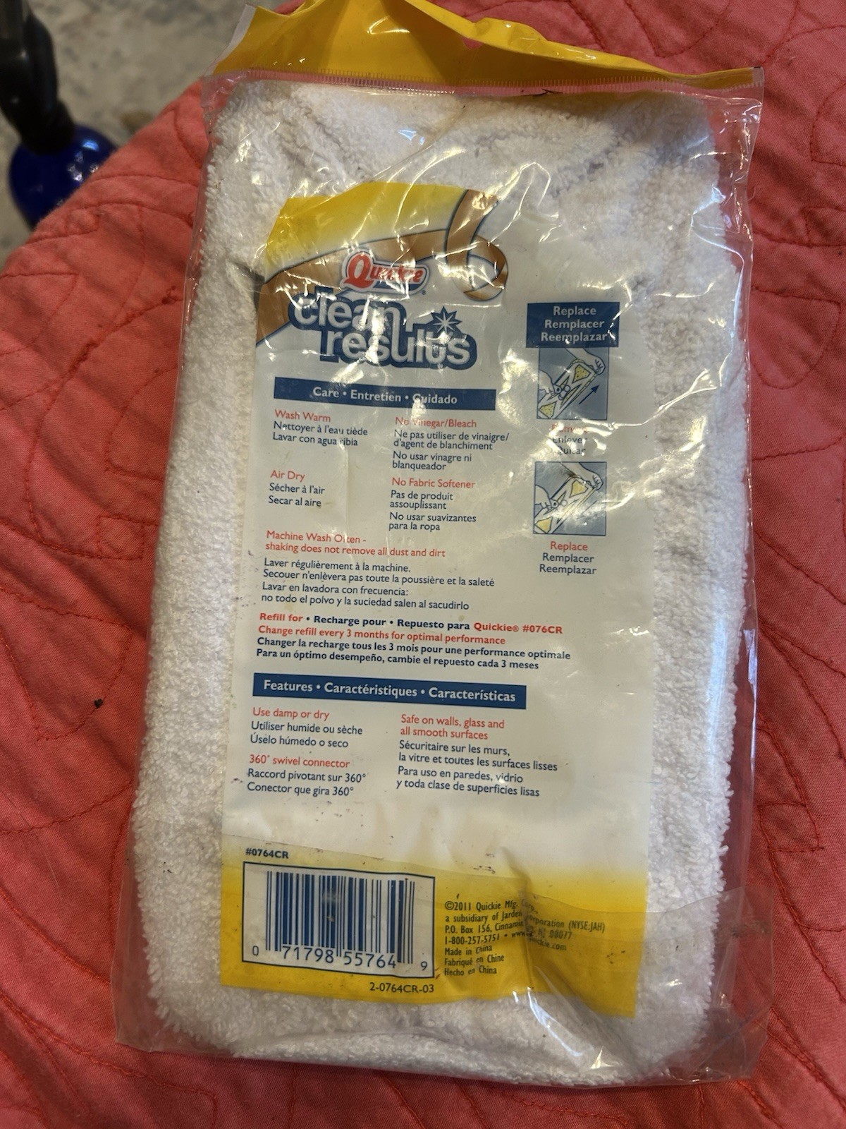 QUICKIE Clean Results MIGHTY MOP Refill Recharge Washable Cotton Mitt 0764CR