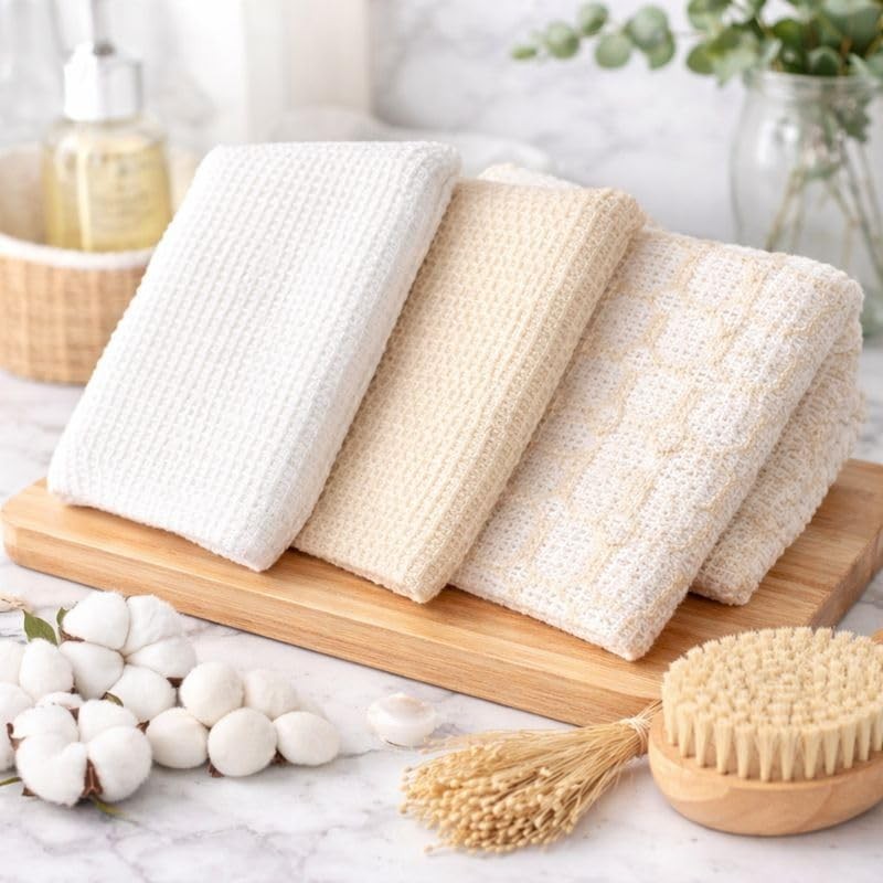 Exfoliating Washcloth [Designed in Japan] Natural Plant-Based Blend Back