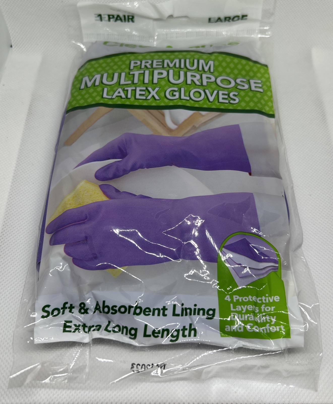 1-Pair Premium Multipurpose Latex Gloves Size Large