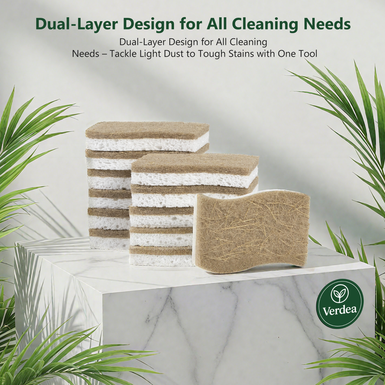 Verdea Natural Coconut Dish Sponges – Eco-Friendly Biodegradable Scrubbers