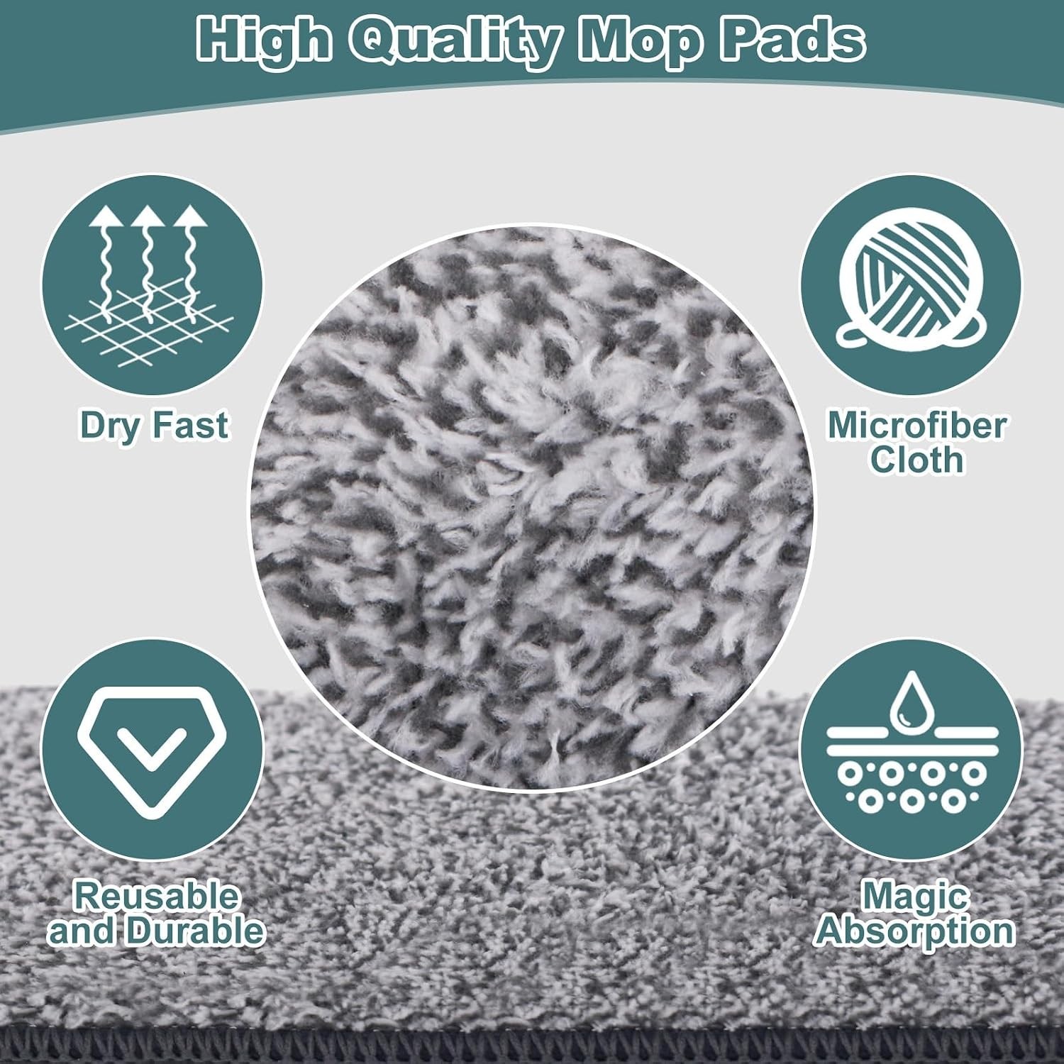 Flat Mop with 3 Pads, Microfiber Mops for Floor Cleaning Adjustable Handle 29…