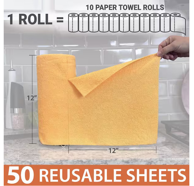 HDX Easy-Tear 12 in. x 12 in. Microfiber Cloth Roll (50 count)