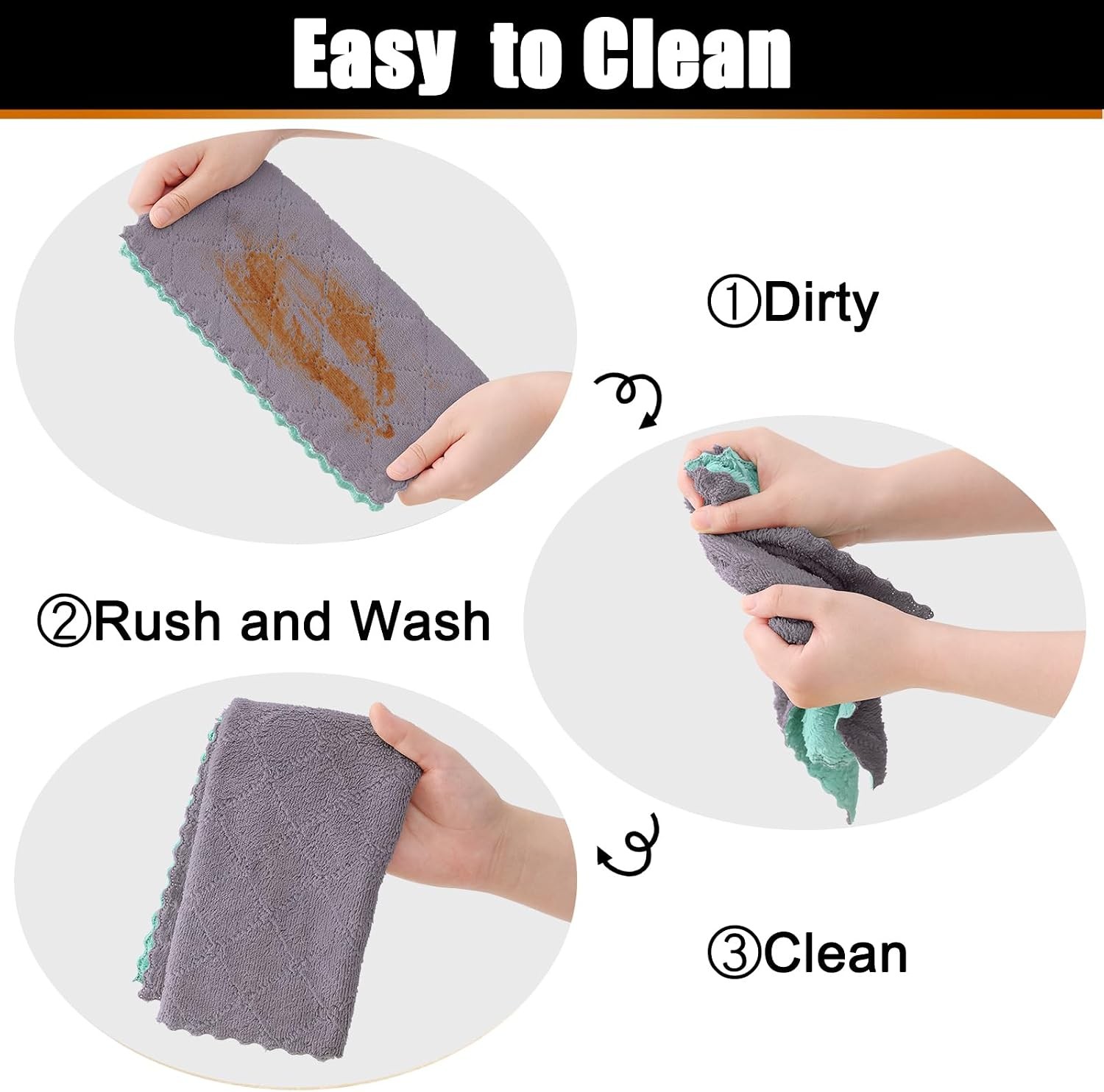 12 Pack Soft and Absorbent Kitchen Cloths, Grey & Green | Super Soft and