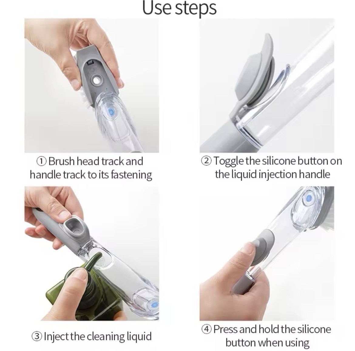 Scrub Brush with Replaceable Head and Easy Grip 4/pieces