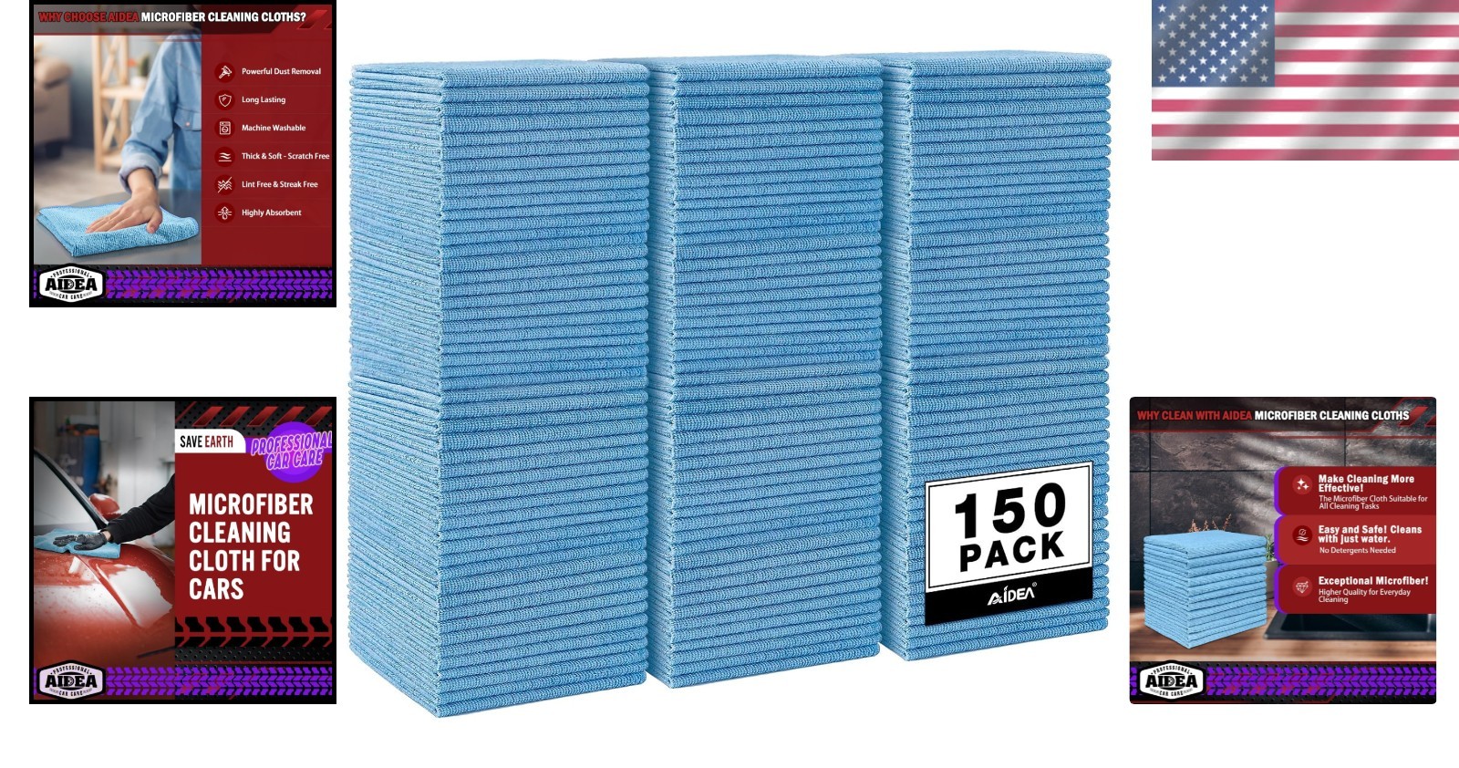 Bulk Microfiber Towels 150 Pack – Lint-Free Cleaning Cloth