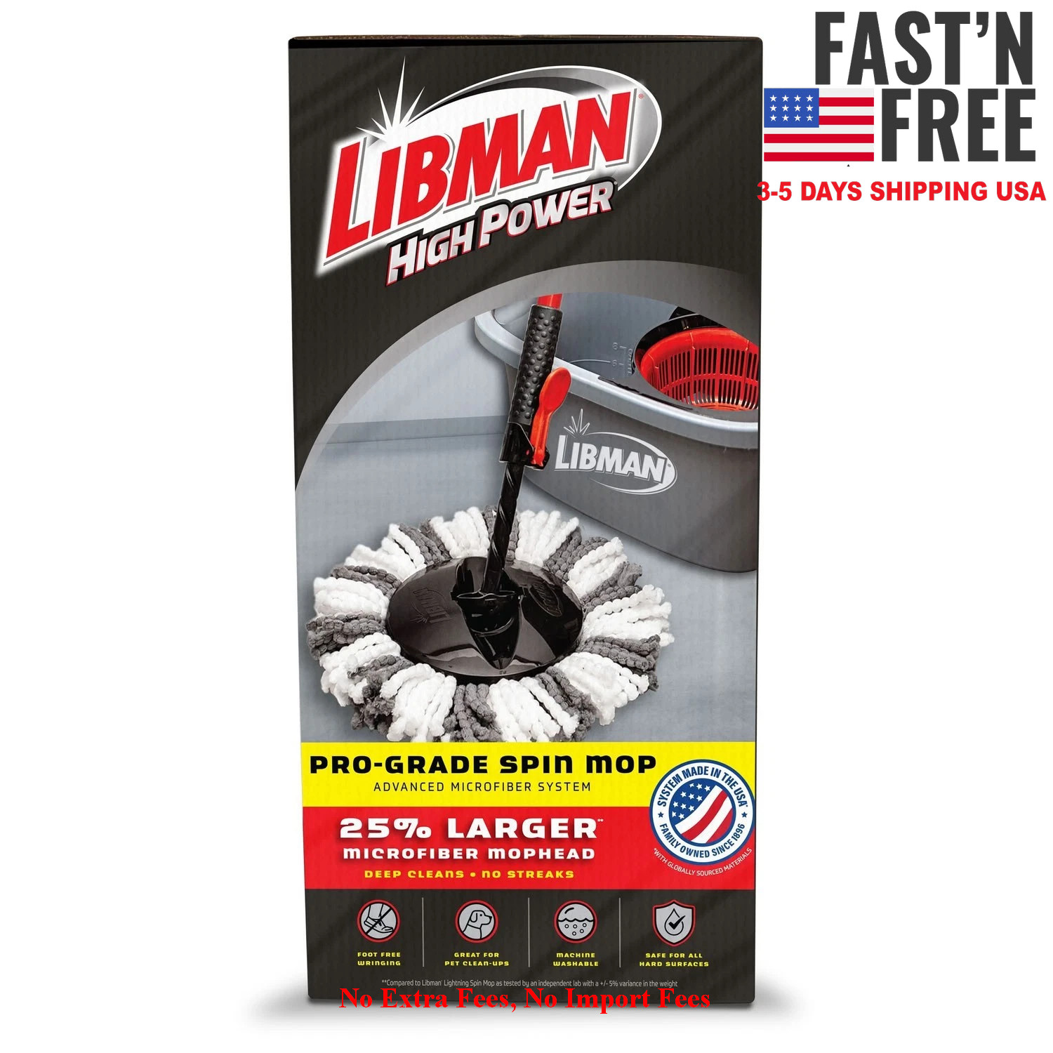 Libman Microfiber Spin Mop System High Power Professional Grade Floor Mop, NEW