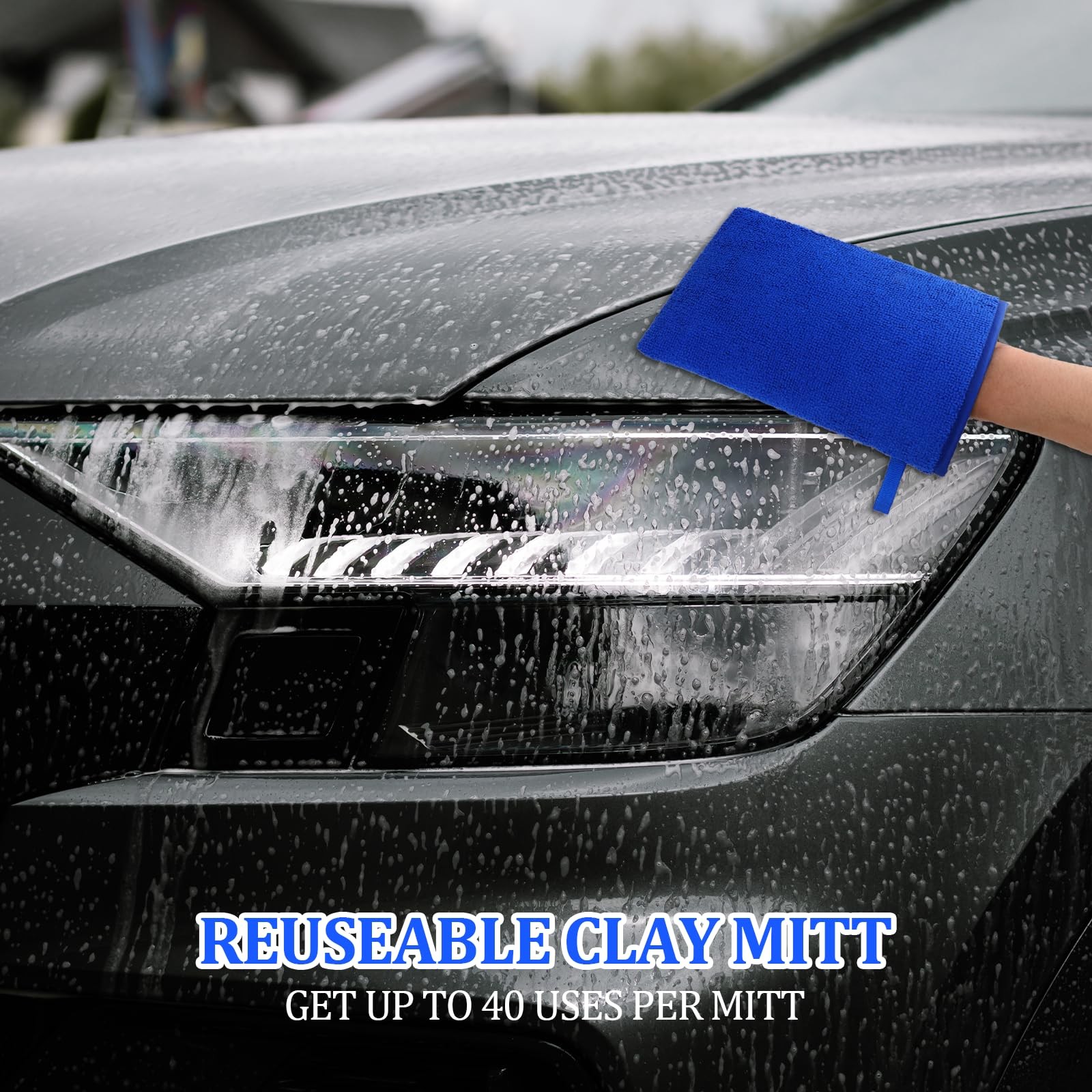 Clay Mitt – Auto Detailing Microfiber Clay Bar, Blue 8.7 inches x 5.5 inches
