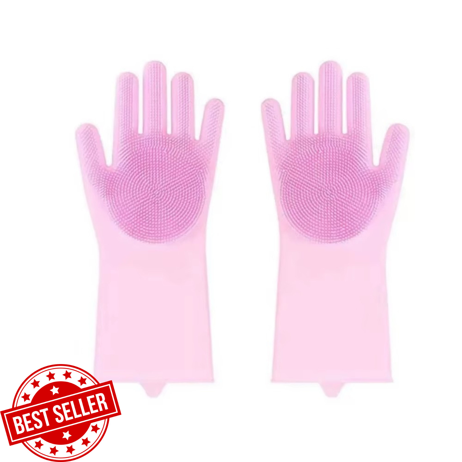 Magic Silicone Scrub Gloves Kitchen Dish Washing Cleaning Bath Reusable Pair