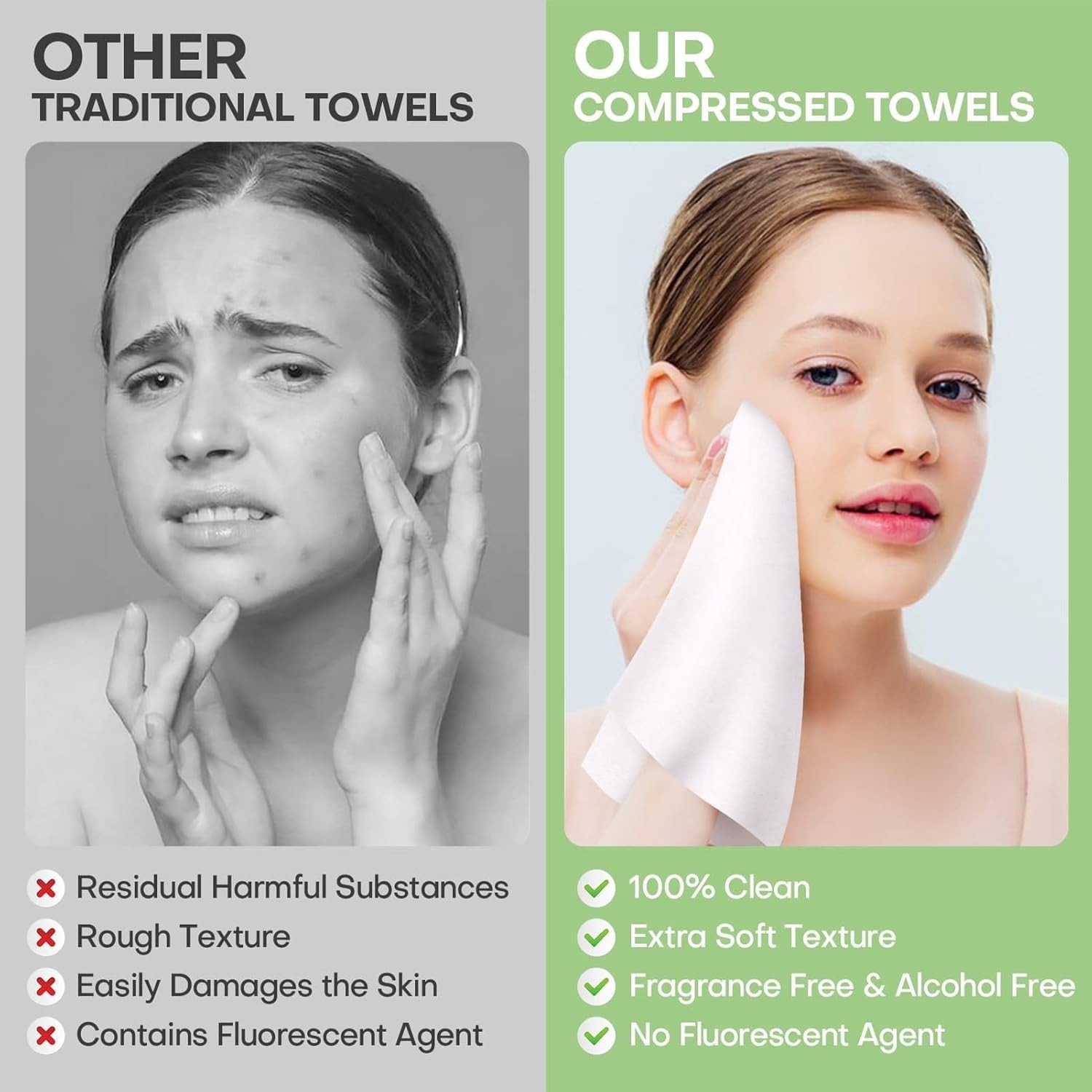 fancyou Disposable Face Towel 12″x9″ 20 Count (Pack of 1), Green