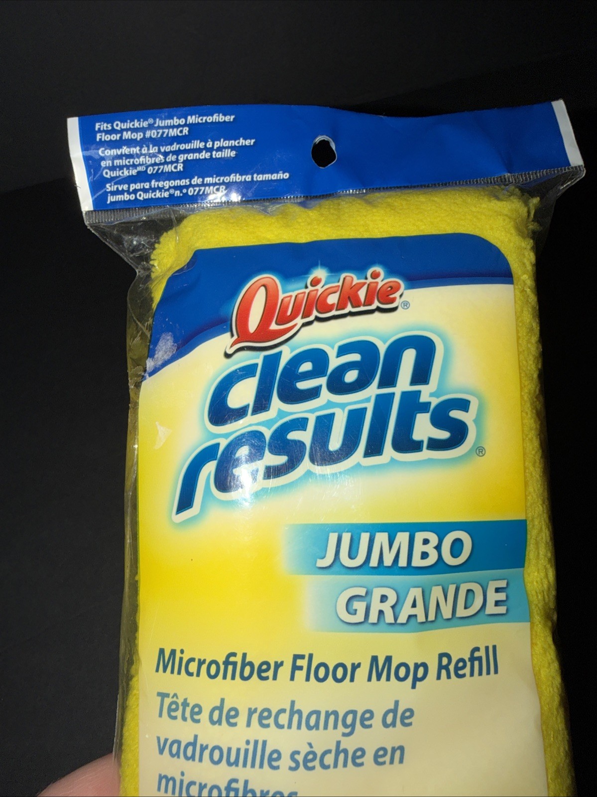 Quickie Clean Results Jumbo Microfiber Floor Mop Refill Cleans Tile Wood Vinyl
