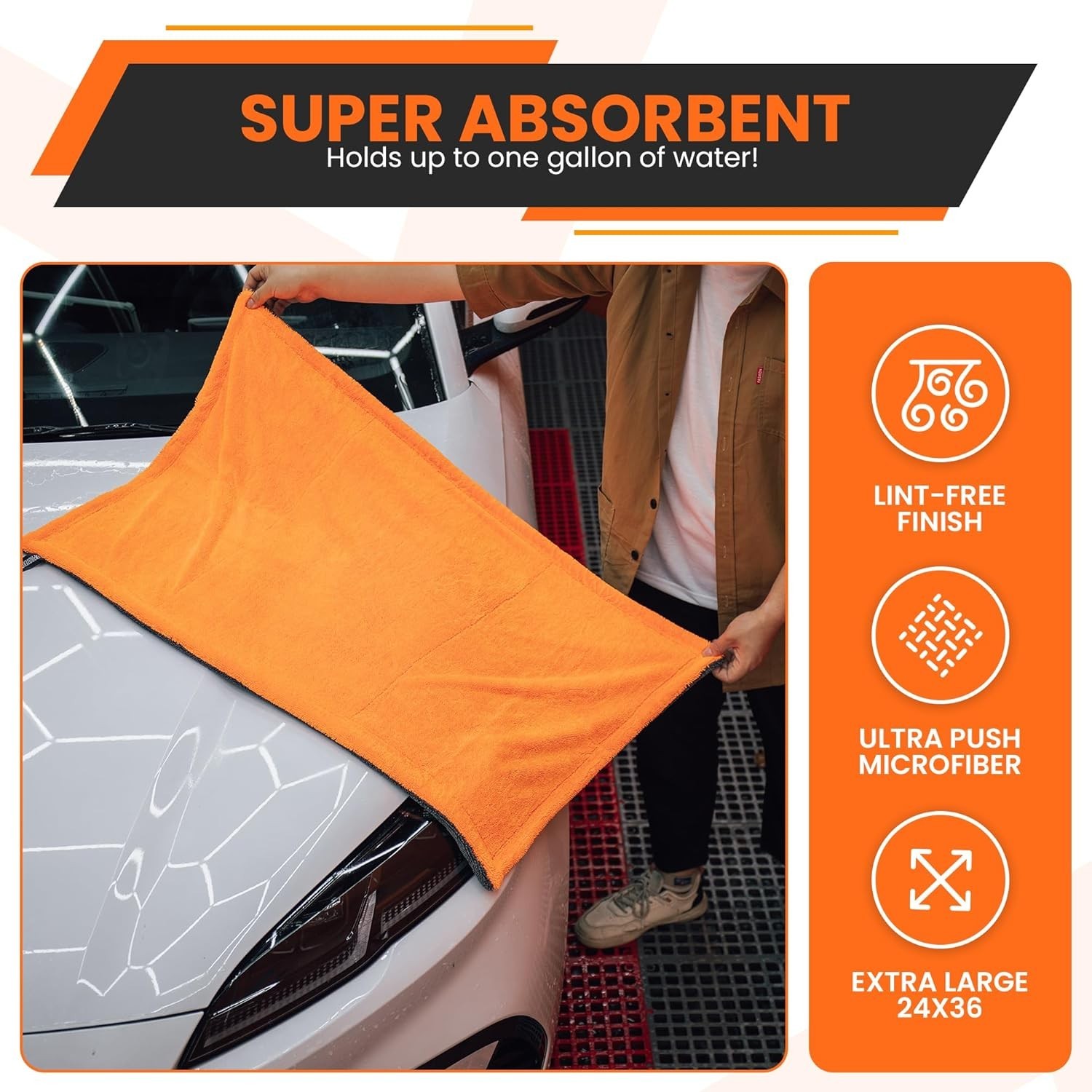 24″x36″ Twisted Loop Car Drying Towel & Wash Mitt | 1200GSM Ultra Thick & Abs…