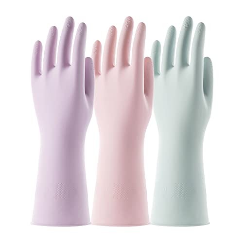 3 Pairs Colorful Household Gloves with Small (Pack of 3) Assorted Colors