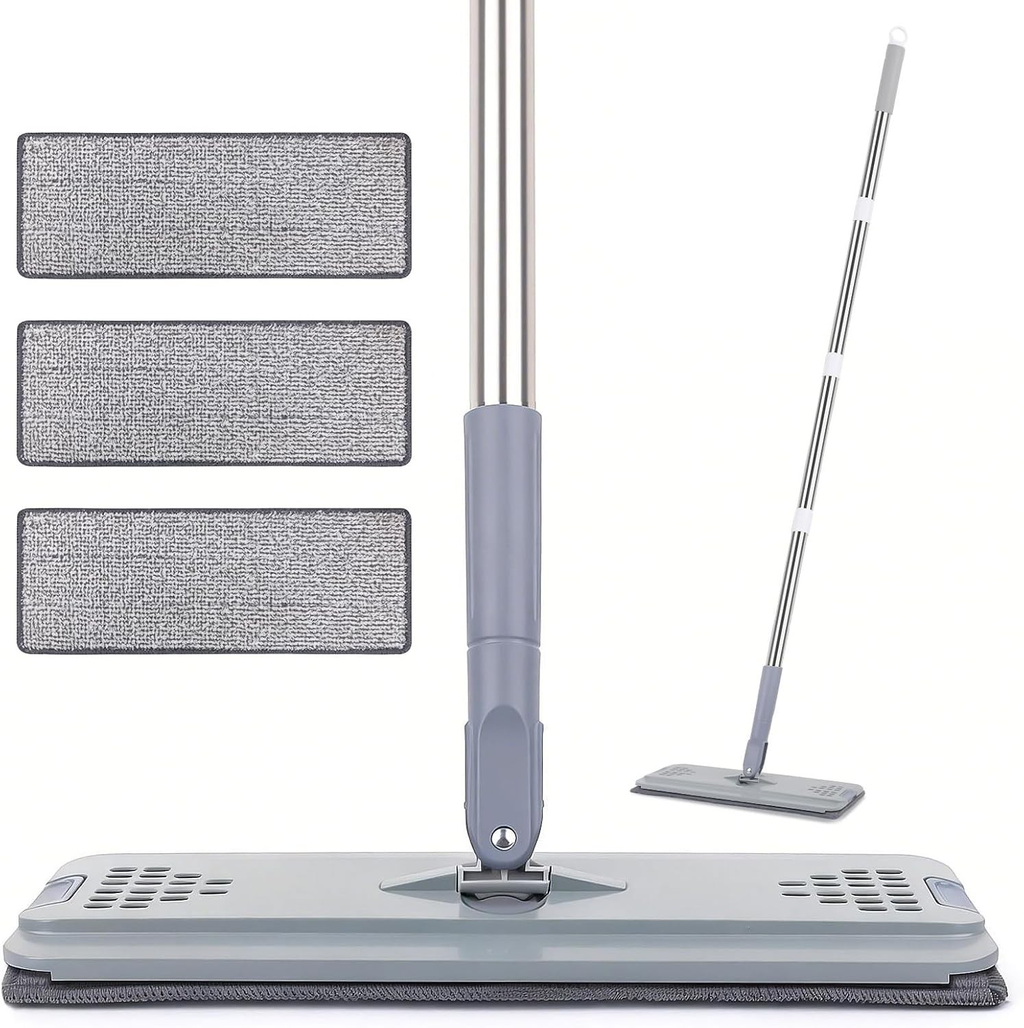 Flat Mop with 3 Pads, Microfiber Mops for Floor Cleaning Adjustable Handle 29…