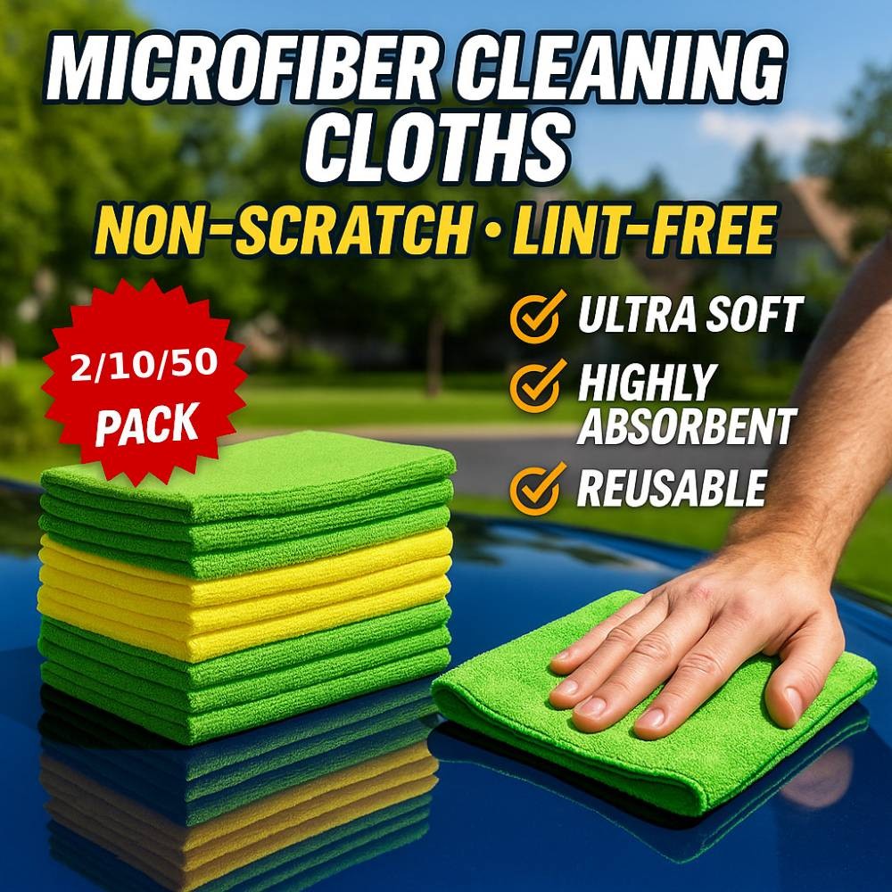 Set of 2/10/50 pcs Microfiber Cleaning Cloth Towel Rag Car Polishing Detailing