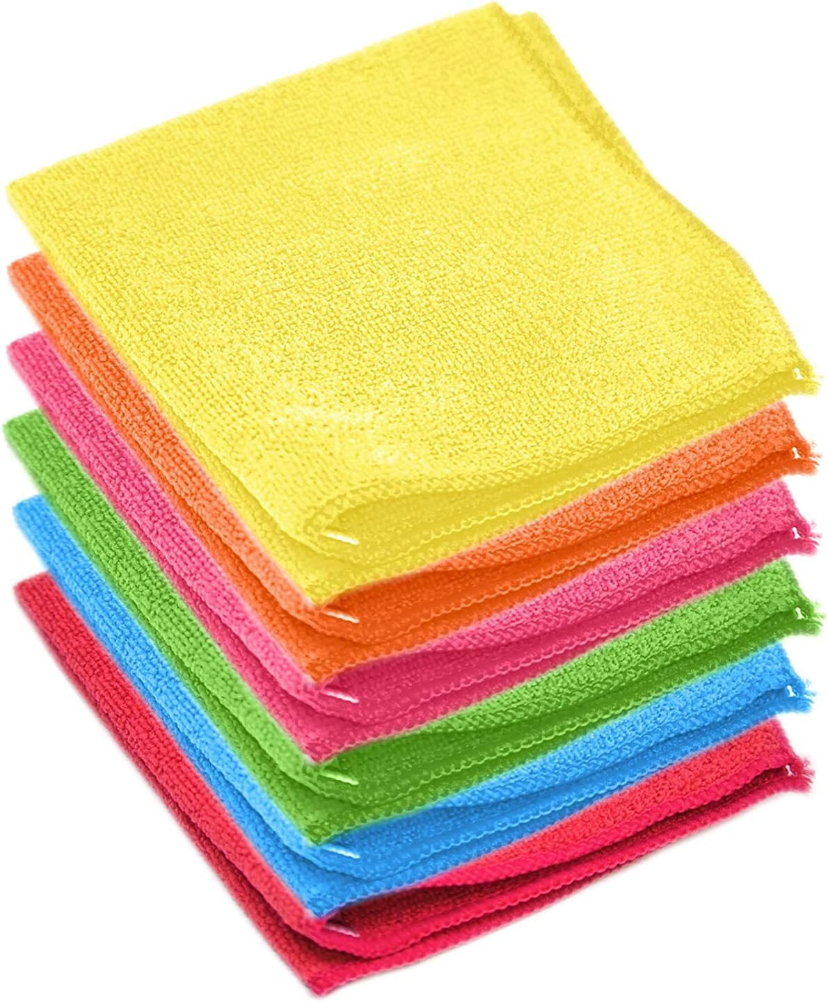 Soft Microfiber Cleaning Cloth Set of 12-12 X 12 Inches, Medium, Red