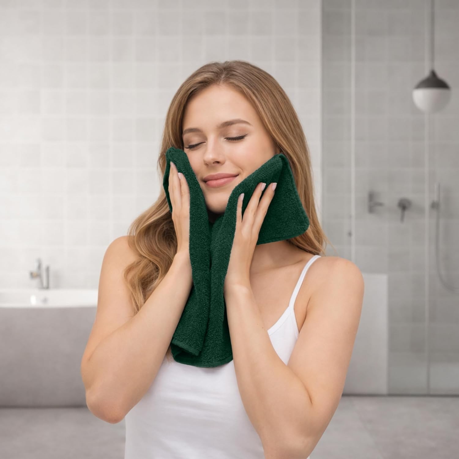 12-Pack Premium 100% Cotton Hunter Green Face Towels for Bathroom [12×12] –