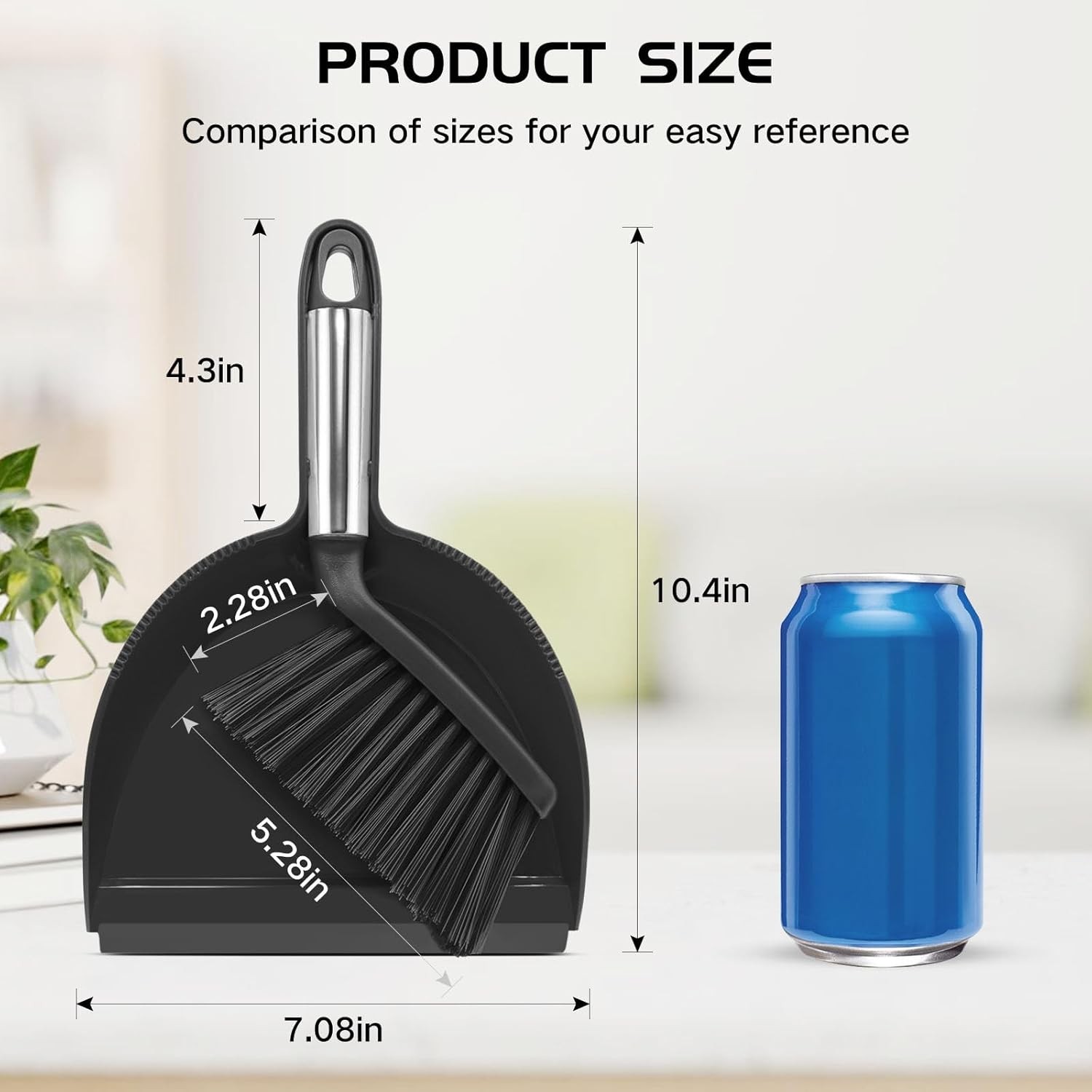 Mini Broom and Dustpan Set, Small Dust Pan and Brush Set with Handle Dustpan