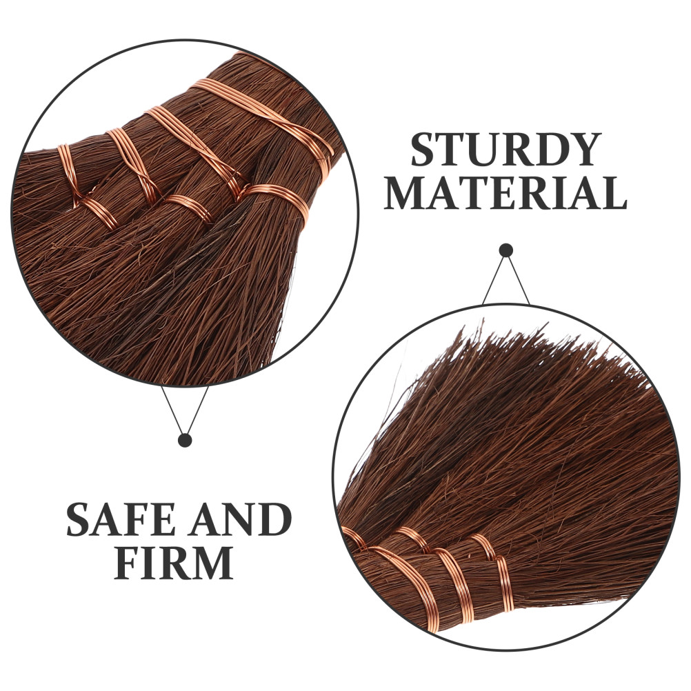 Car Broom Palm Fiber Wood 1Set 5.6*4.6*0.6In For Narrow Spaces Cleaning