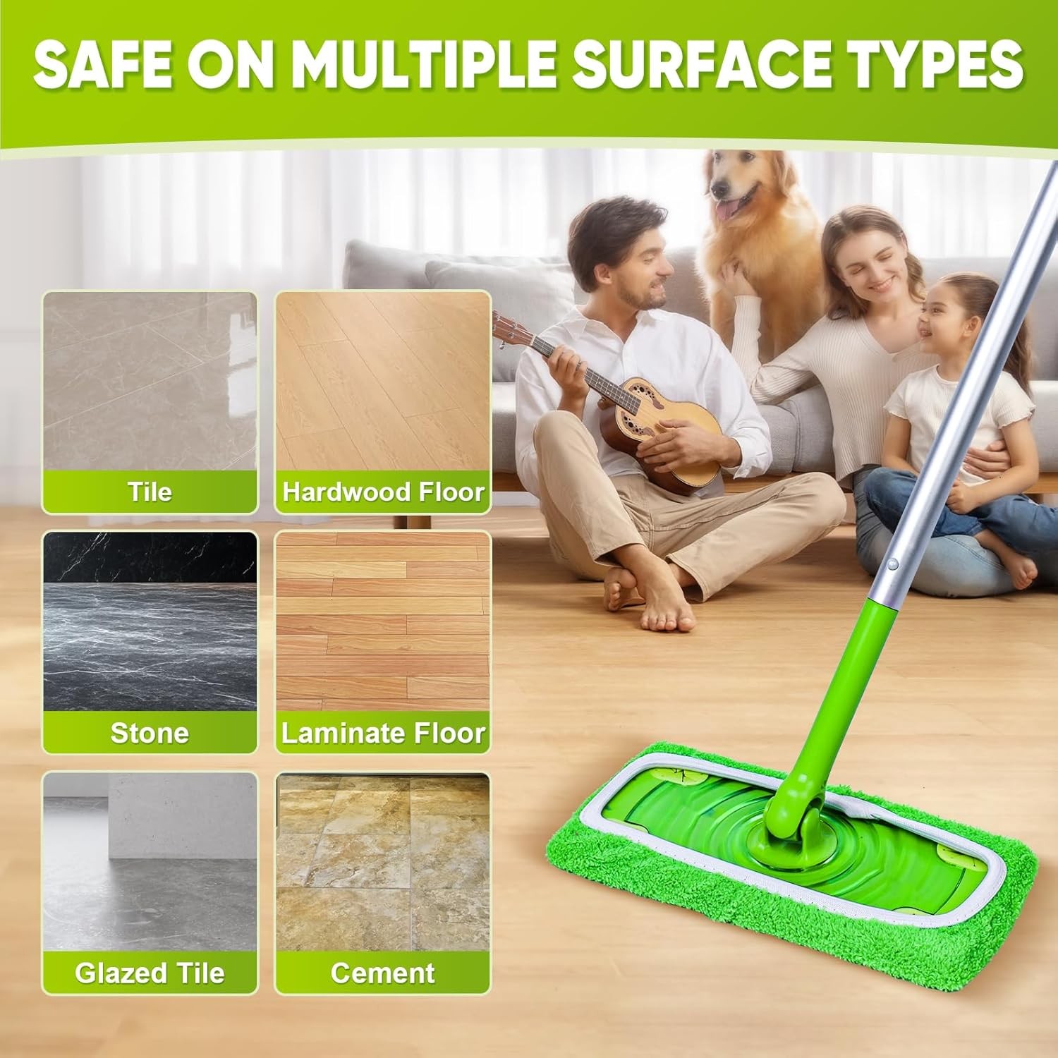6Pack Reusable Mop Pads Compatible with Sweeper Mop -100% Coral Fleece Washable