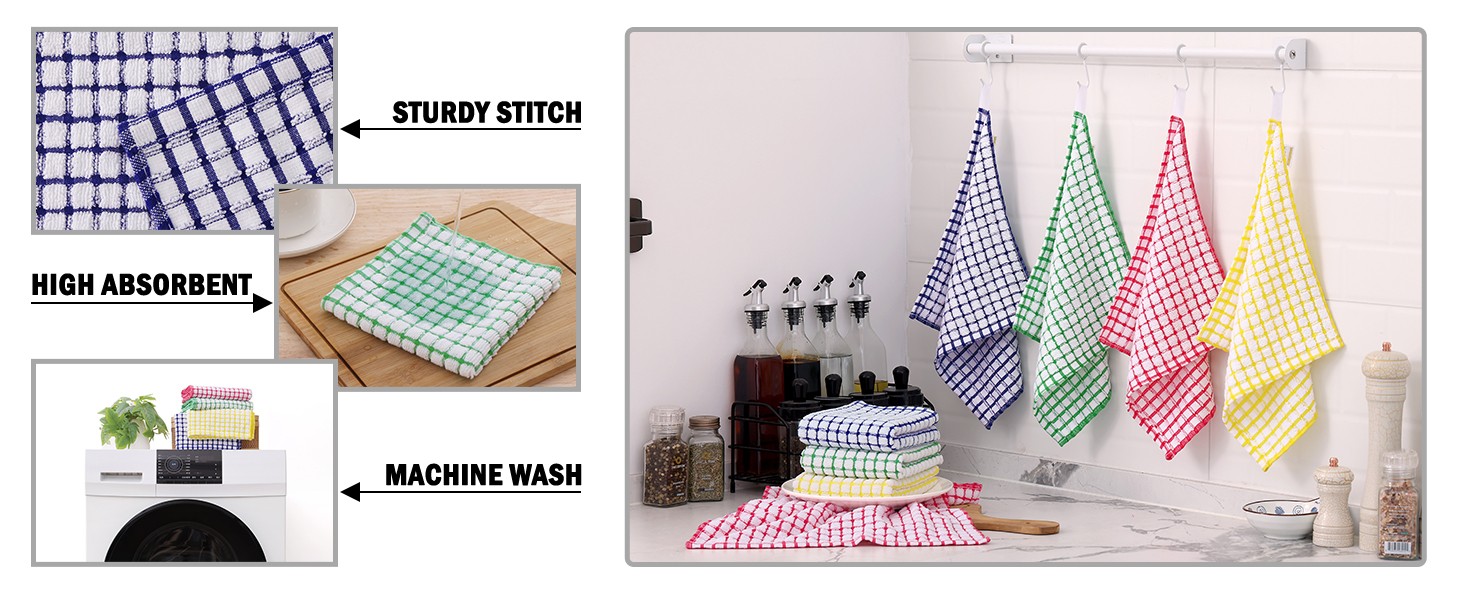 Cotton Terry Kitchen Towels, Inches Super Soft and Absorbent Dish Towels, Quick