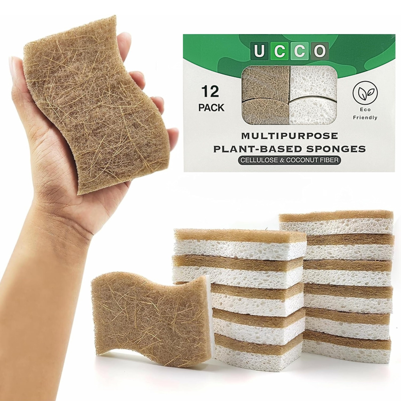 Natural Kitchen Sponge Compostable Kitchen Sponges Cellulose and Coconut Scrubbe