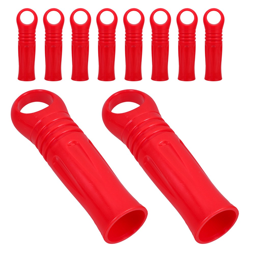 10Pcs Plastic Mop Handle Replacement Grip Red Durable Sleeve Caps