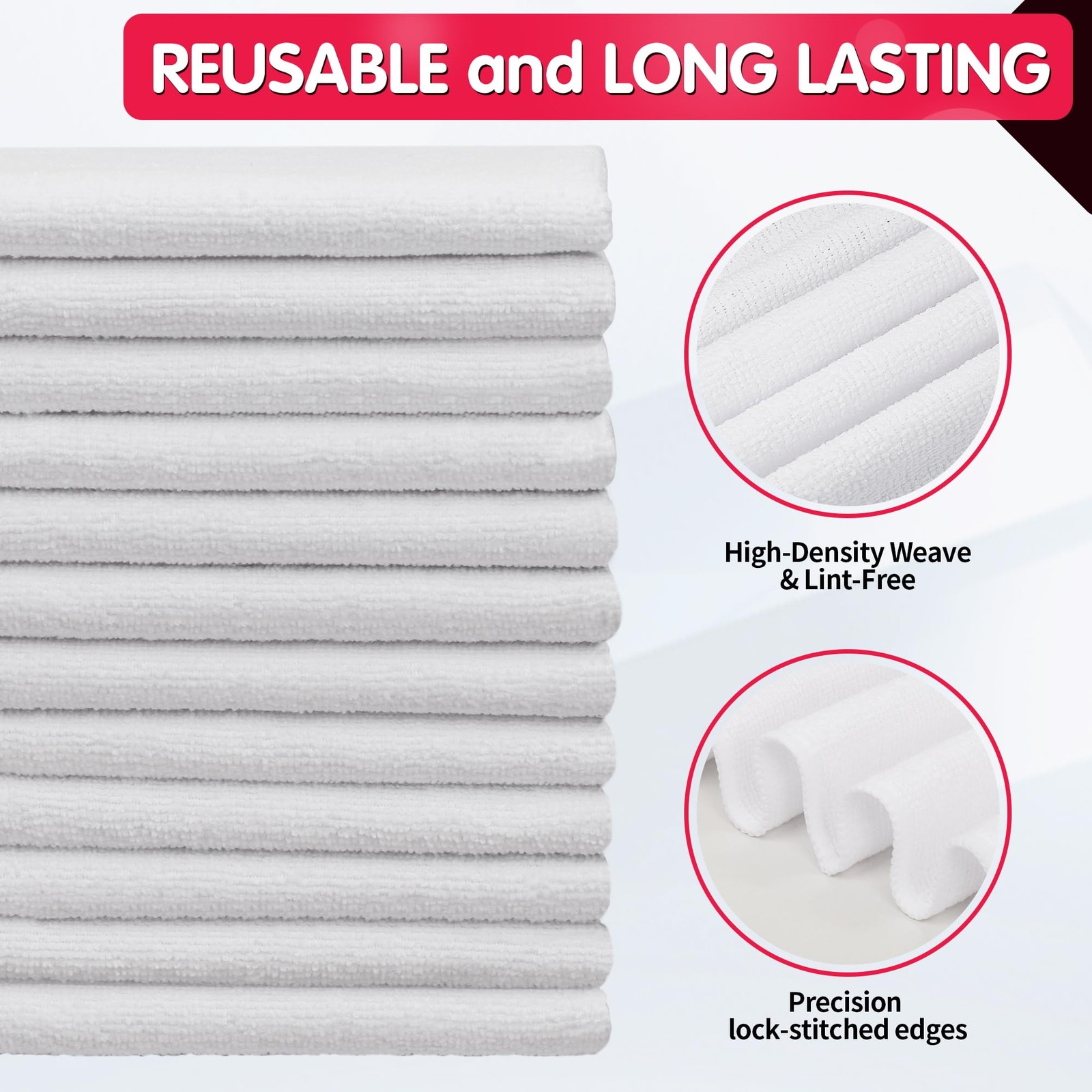 FIXSMITH White Microfiber Cleaning Cloth -Pack of 12, Highly 12pk,