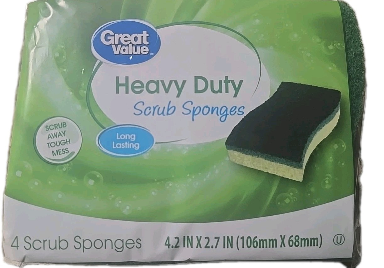 Great Value Non-Scratch Scrub Sponges, 2-Pack (8 Count Total)