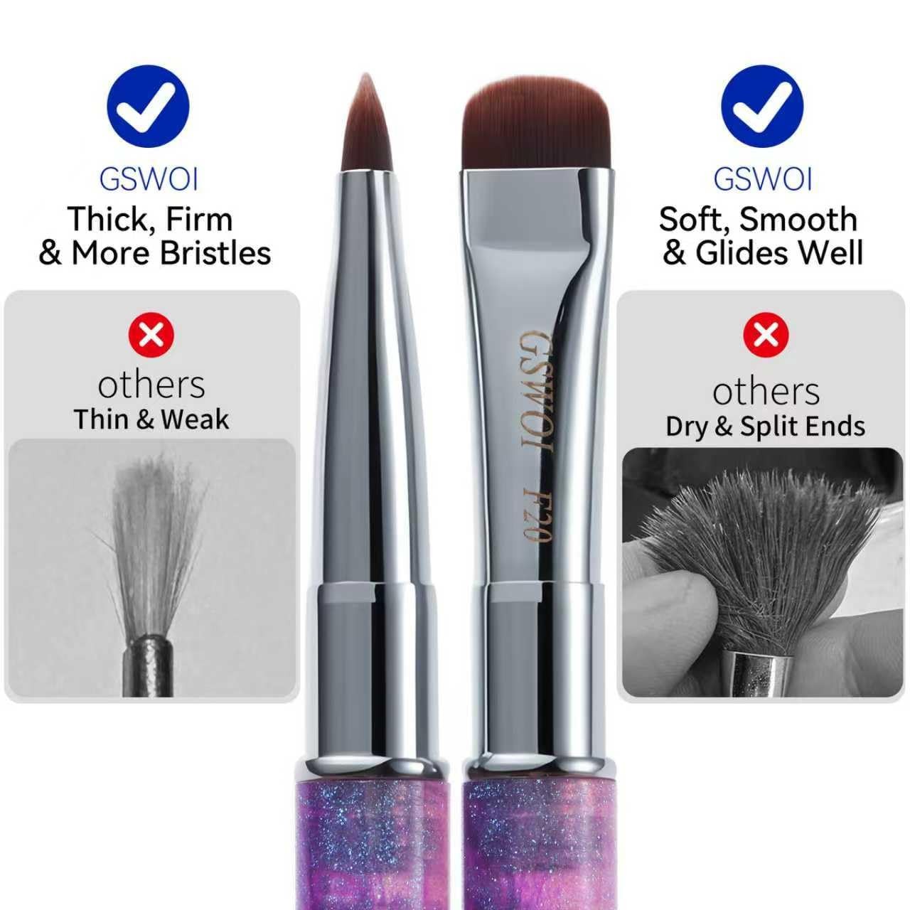 GSWOI French Tip & Nail Cleaning Brush – Dual Function Gel Polish F20, Purple