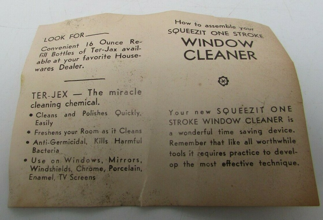 Rare Vintage Squeezit One Stroke Window Cleaner NOS See Description