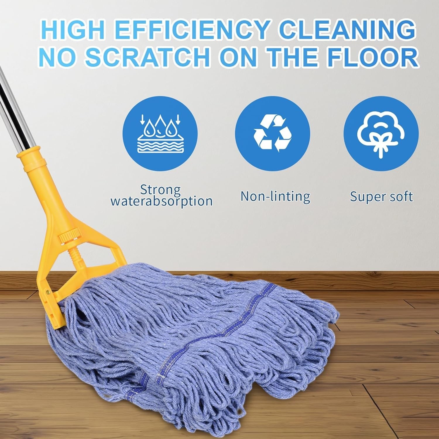 Commercial Mop with Extra Head Replacement, 63Inch Handle Heavy Duty Industri…