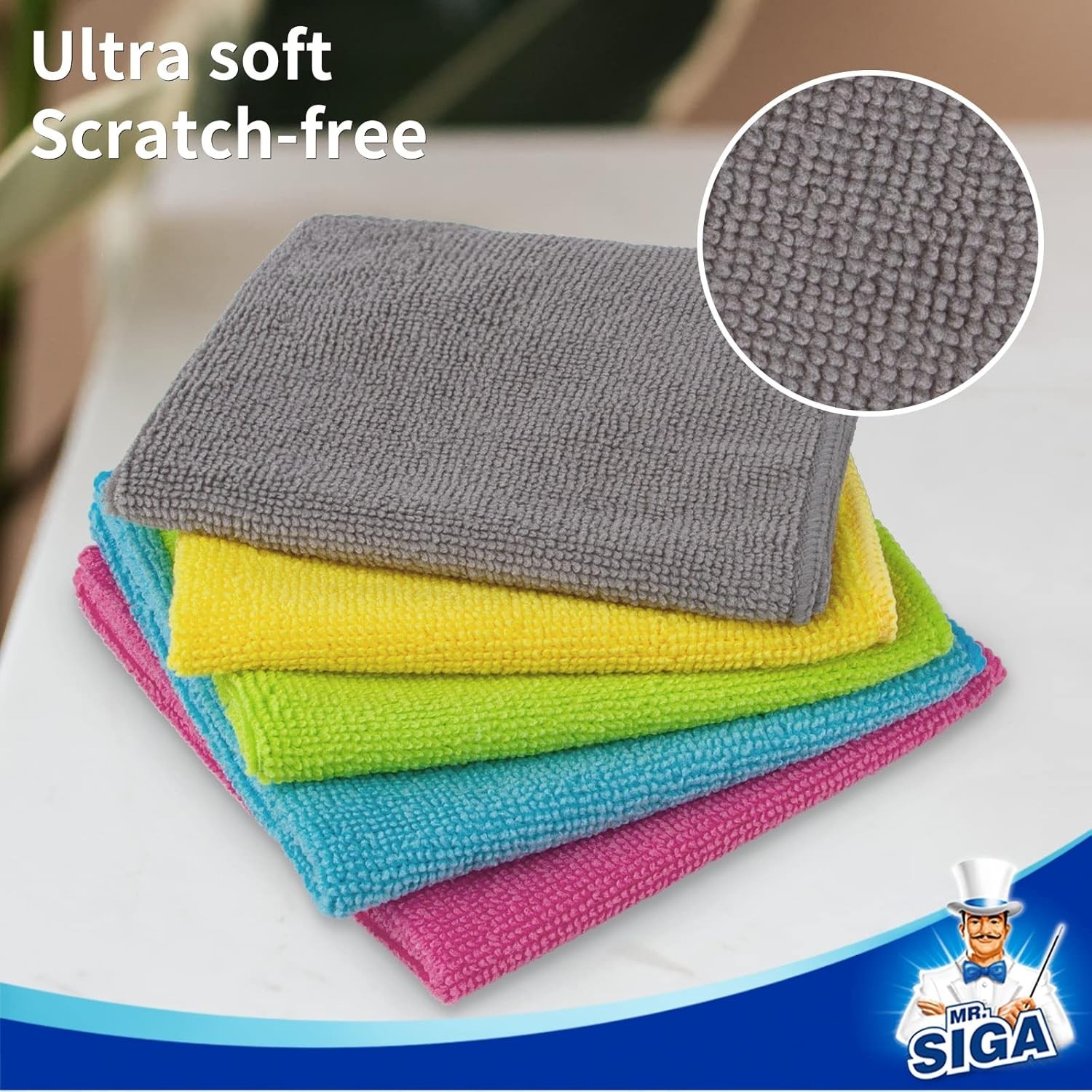 Microfiber Cleaning Cloths Pack of 50 All-Purpose Absorbent Multi-Color Towels