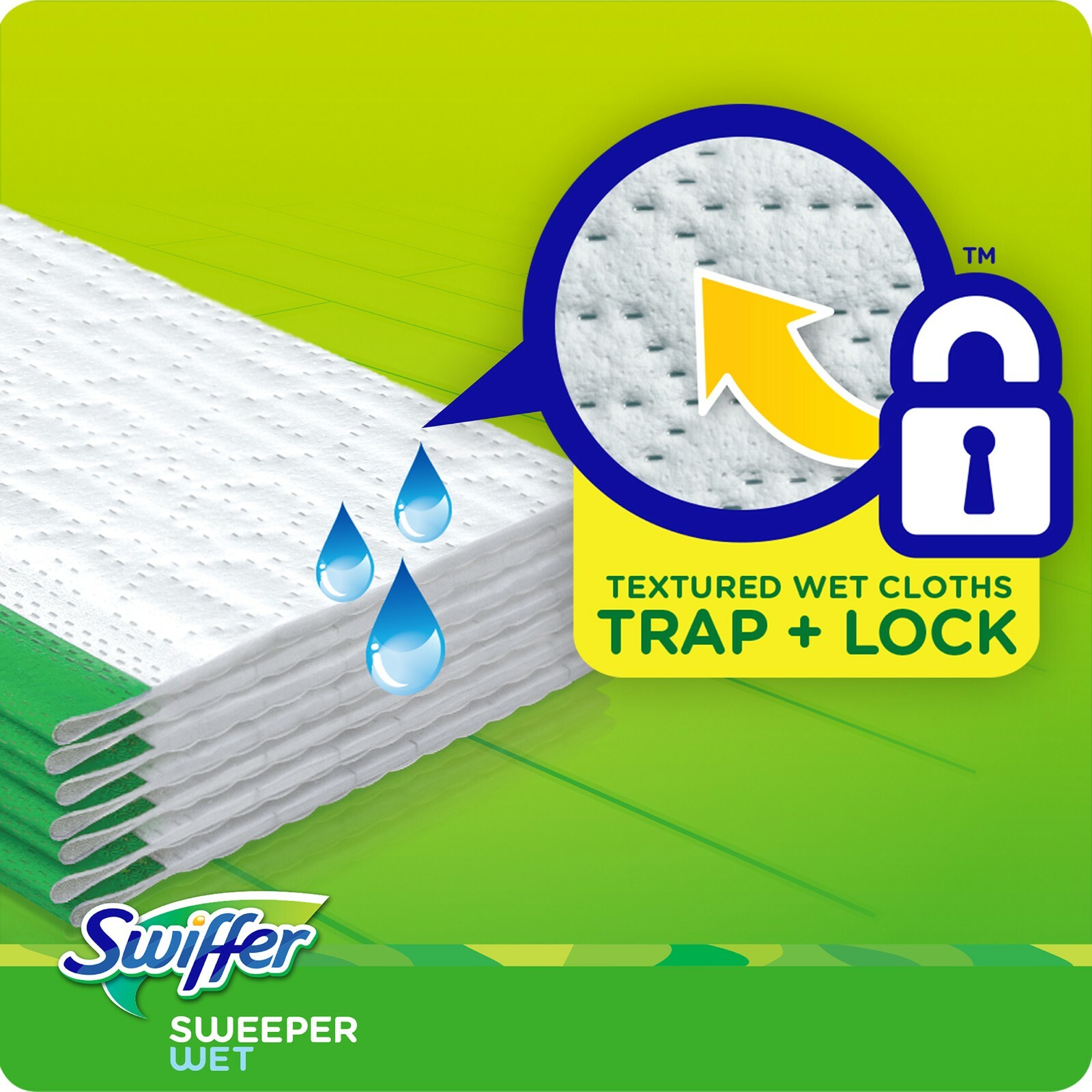 Swiffer SWEEPER WET Mopping Cloths Refill Trap+Lock Multi-Surface ~ Fresh Scent