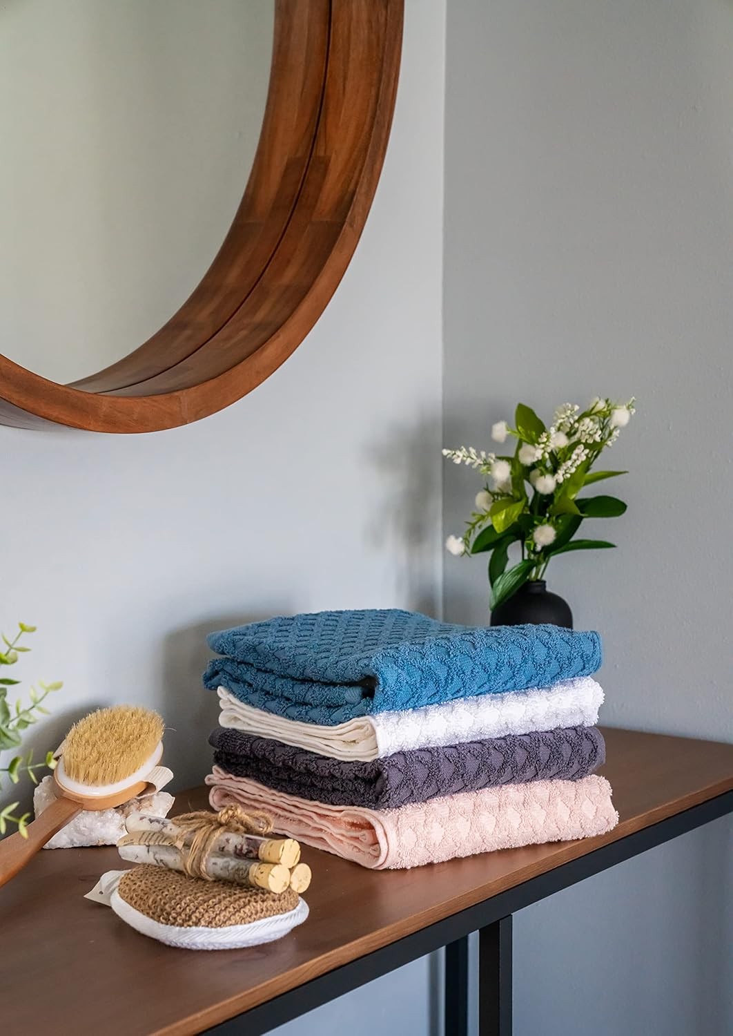 Simpli-Magic 79446 Diamond Bath Towels Set, 6 Piece Set, 2 Bath Towels, 2 Hand