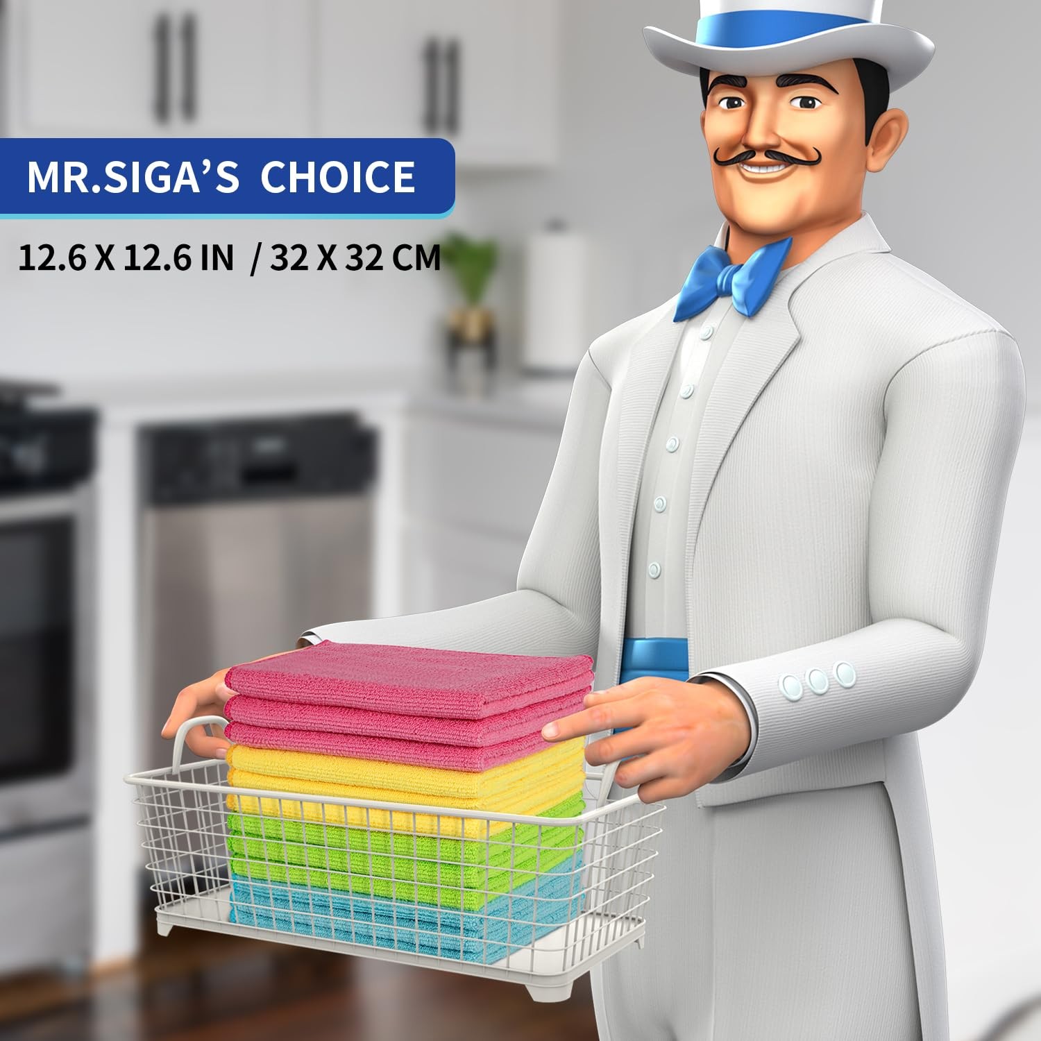 MR SIGA Microfiber Cleaning Cloths Streak Free Microfiber Towels 12 Pack Ultra
