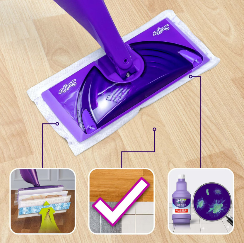 Spray Mop Floor Cleaner Kit Wood Laminate Tile Microfiber Pads Fresh Scent