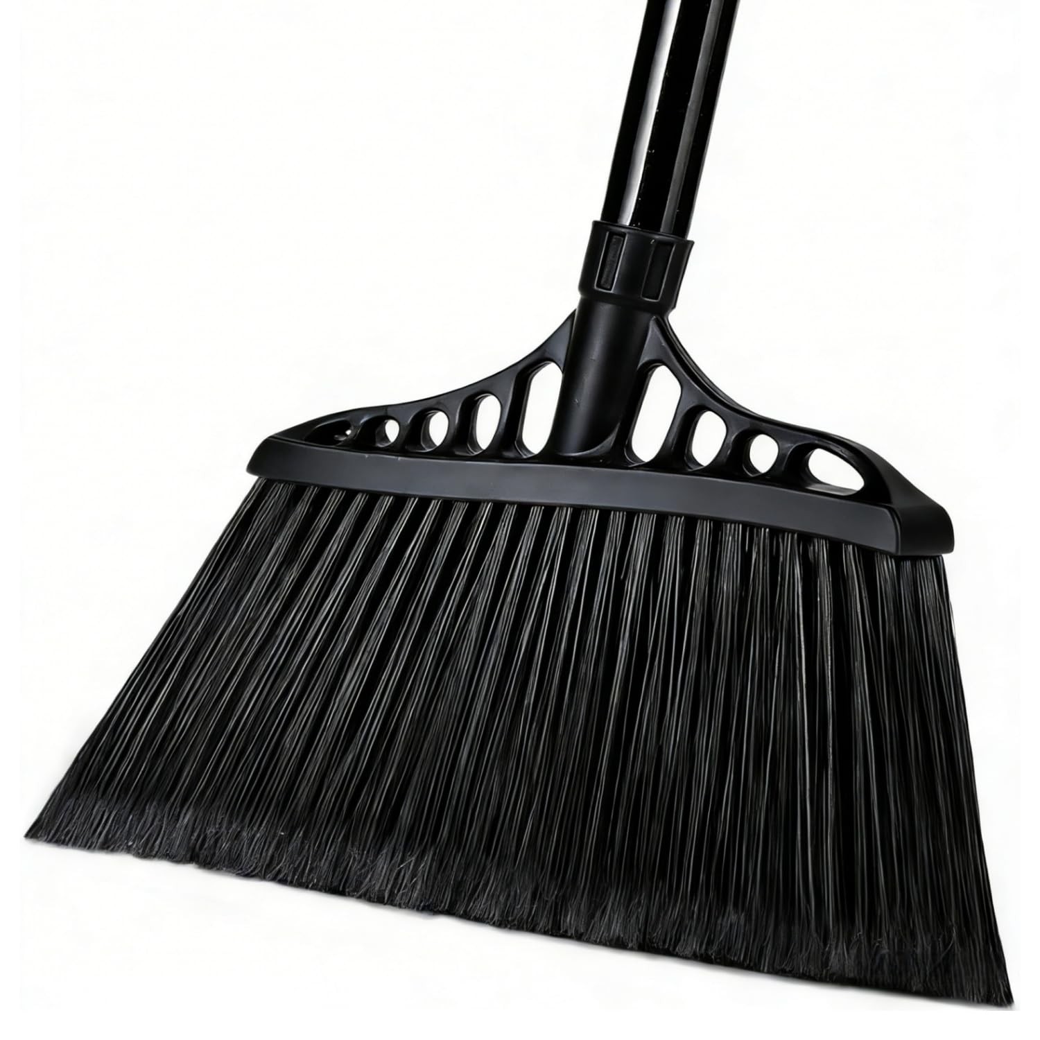 Tiumso Outdoor Broom for Floor Cleaning, Heavy Long Handle Broom, All Black