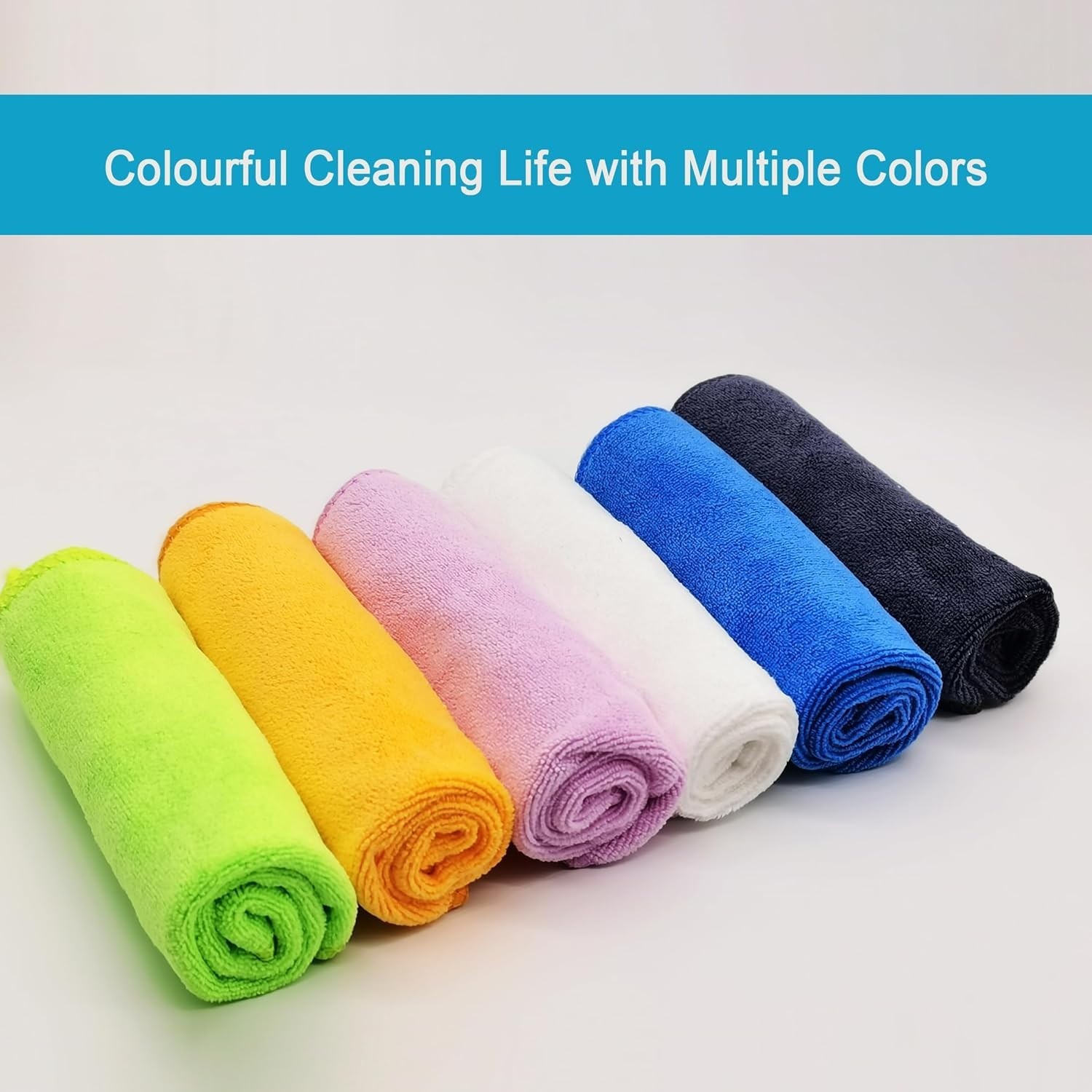 Multi-Colored Thick Microfiber Cleaning Cloth Set – Lint-Free & Durable, 6 Pack