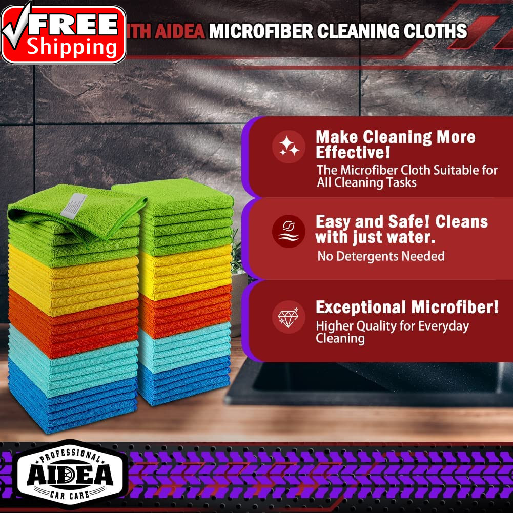 Microfiber Cleaning Cloth, 50PK, Microfiber Towels for Cars, Premium Wash Cloths