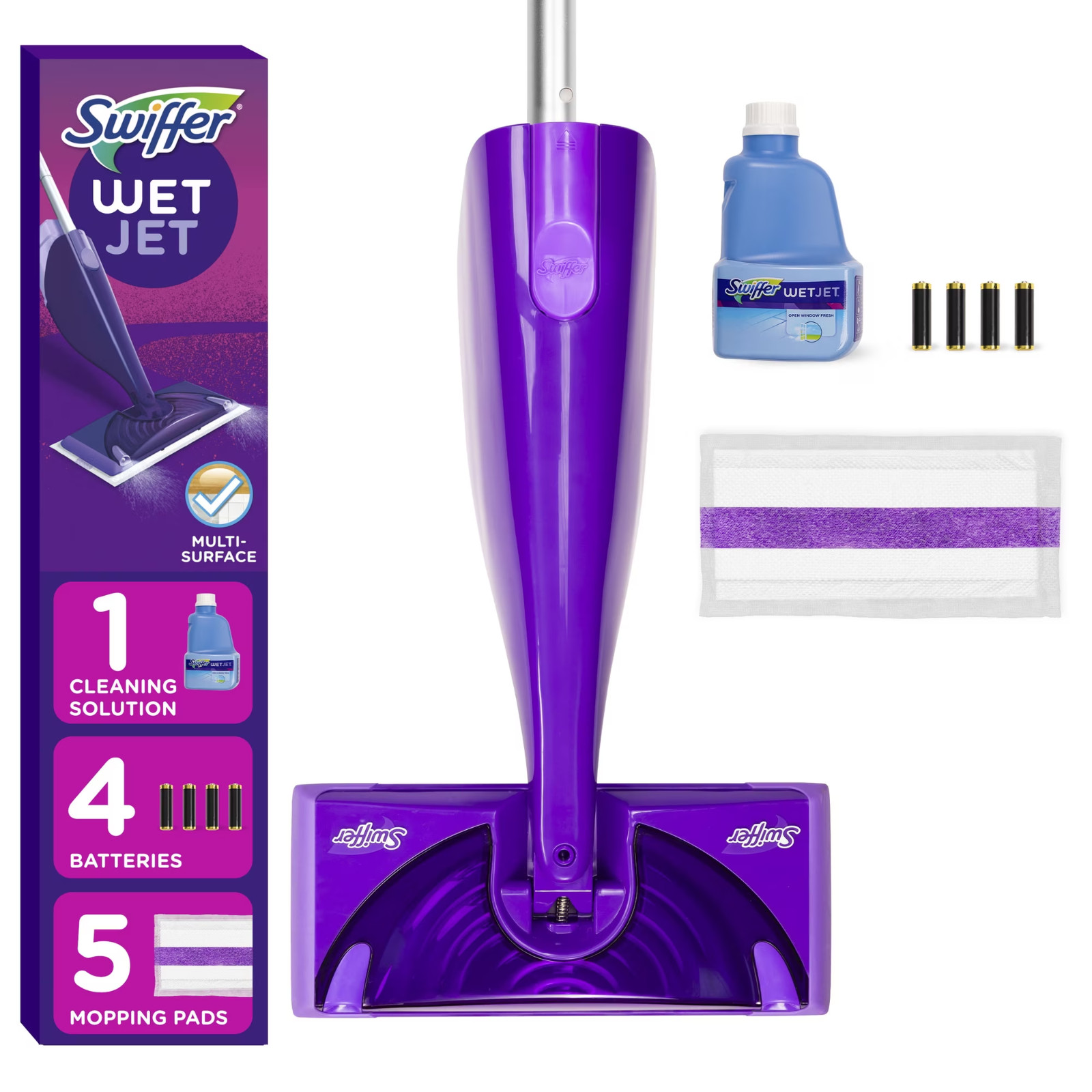 Swiffer WetJet Starter Kit Unscented 1 Handle 5 Pads Battery Included