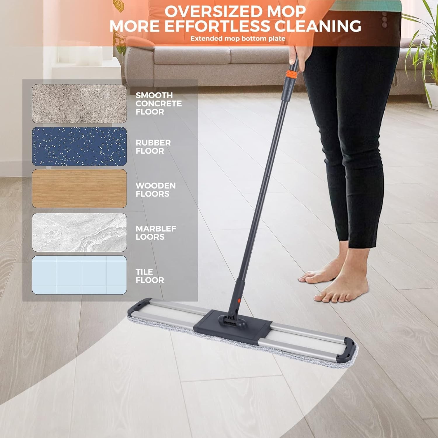 36″ Large Wrestling mat mop Commercial Dust Mops for Floor Cleaning Push mop …