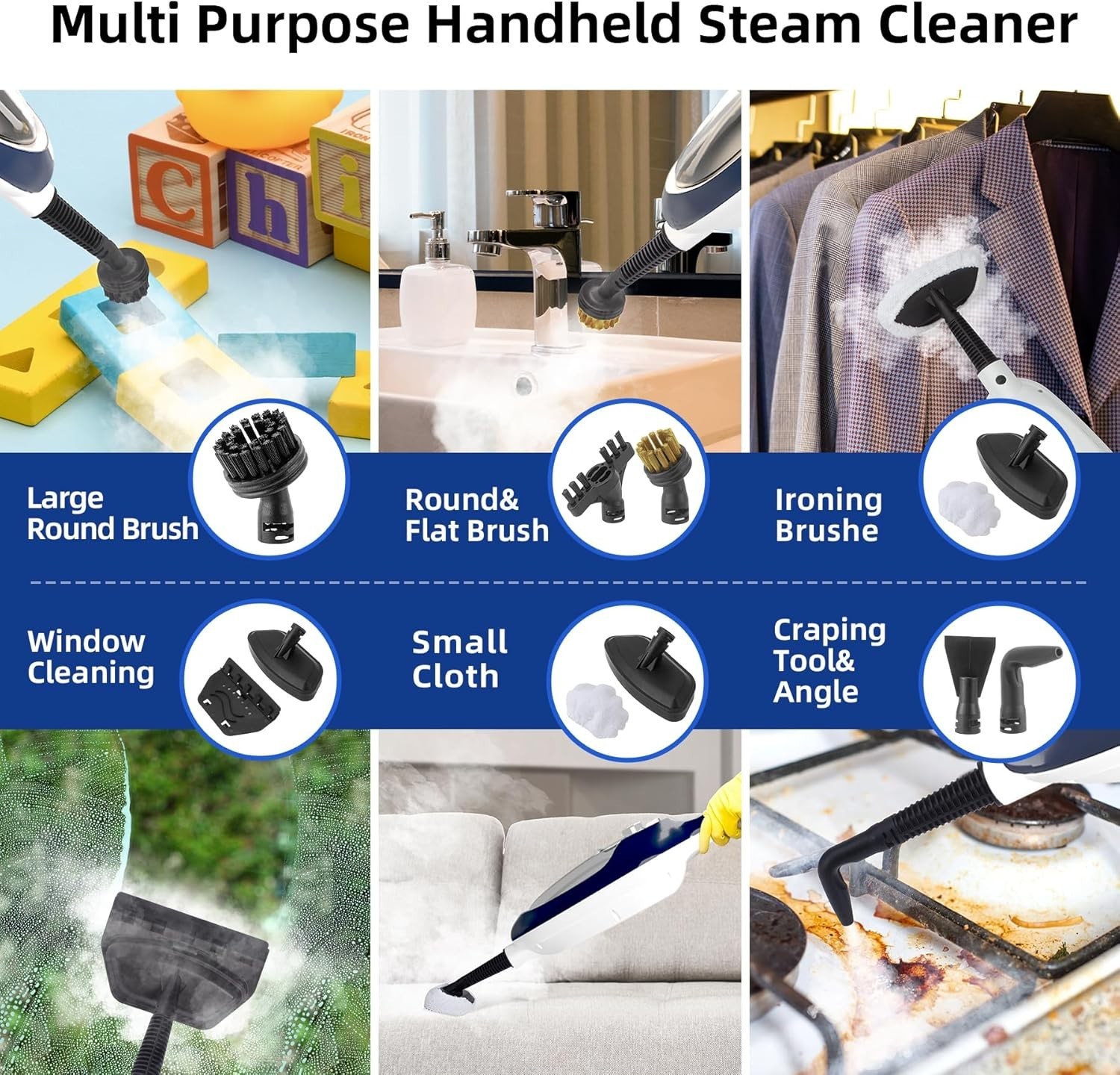 Steam Mop – 10-in-1 Floor Steamer MultiPurpose Steam Cleaner | Detachable Han…