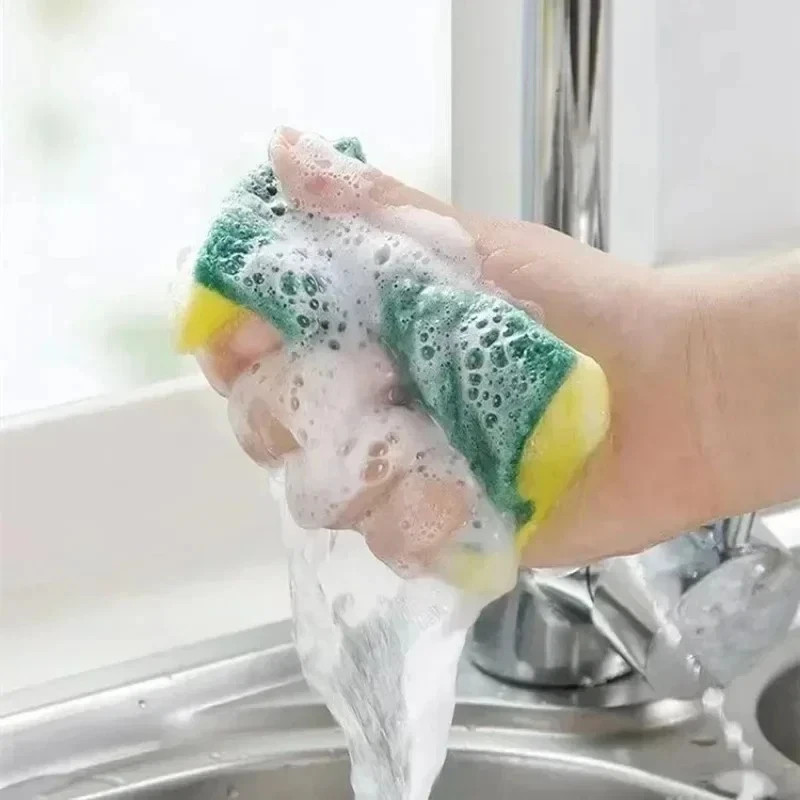 10Pcs Kitchen Dish Scrubber Sponge Scouring Pad Reusable Pot Rust Remover