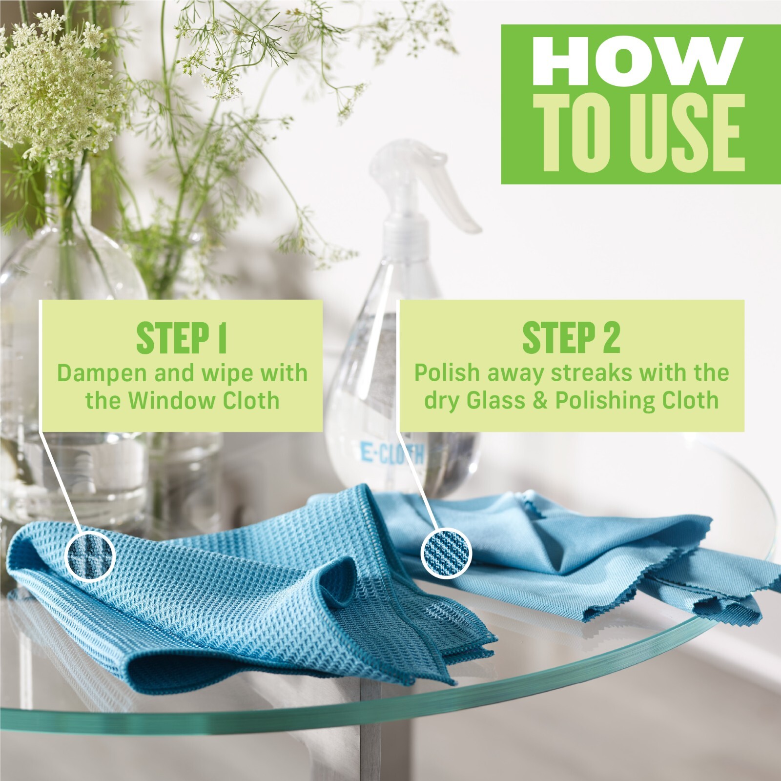 E-Cloth Window Cleaning Kit Premium Microfiber Glass and Window Cleaner