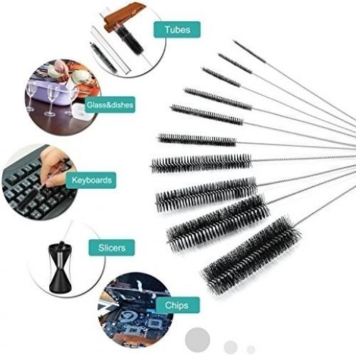 10 Pieces Nylon Cleaning Bottle Brush Pipe Cleaning Brushes Tube Brushes Black