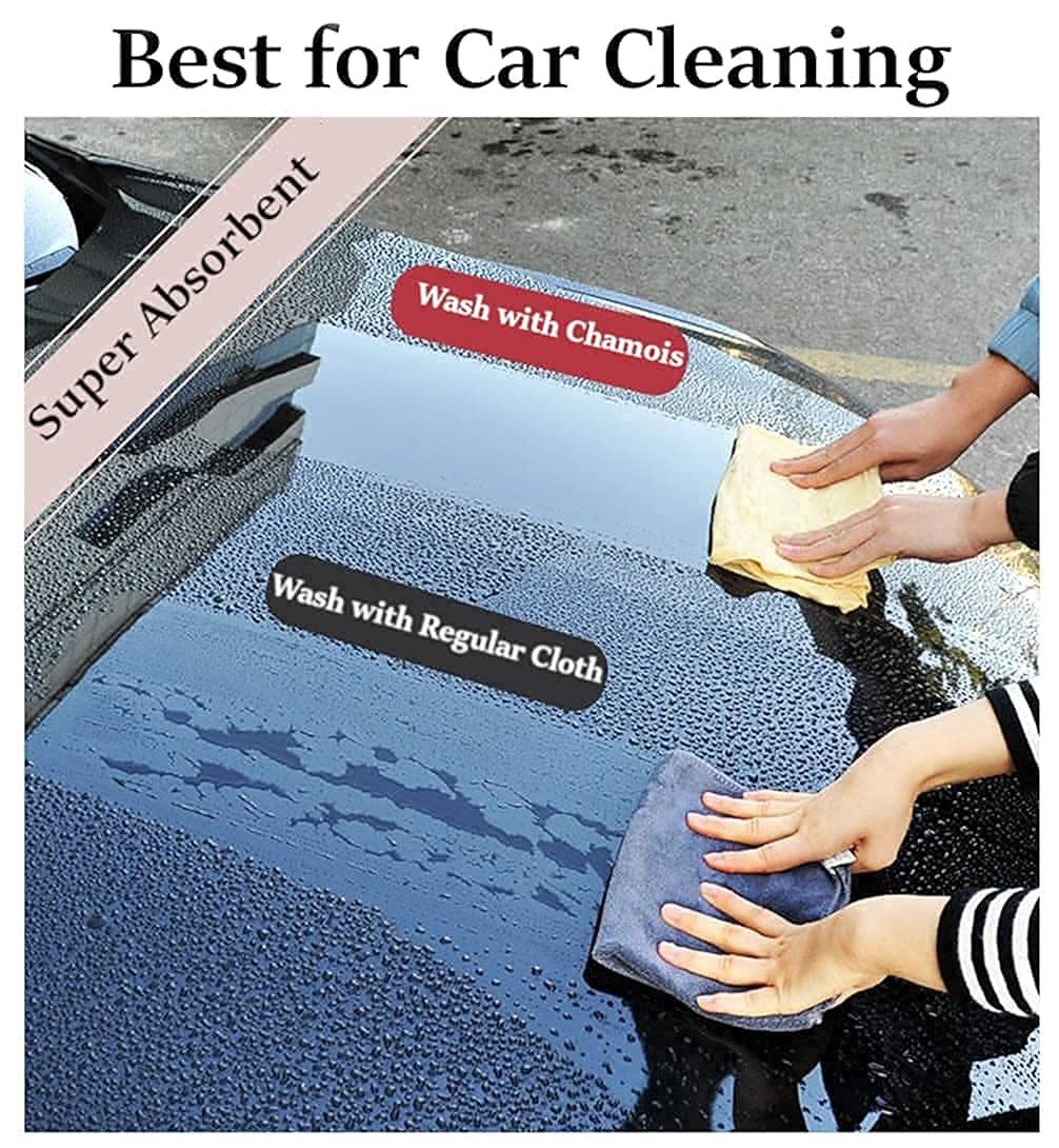 XL Chamois Car Drying Towel – Absorbent Natural Leather Cloth for Fast Drying