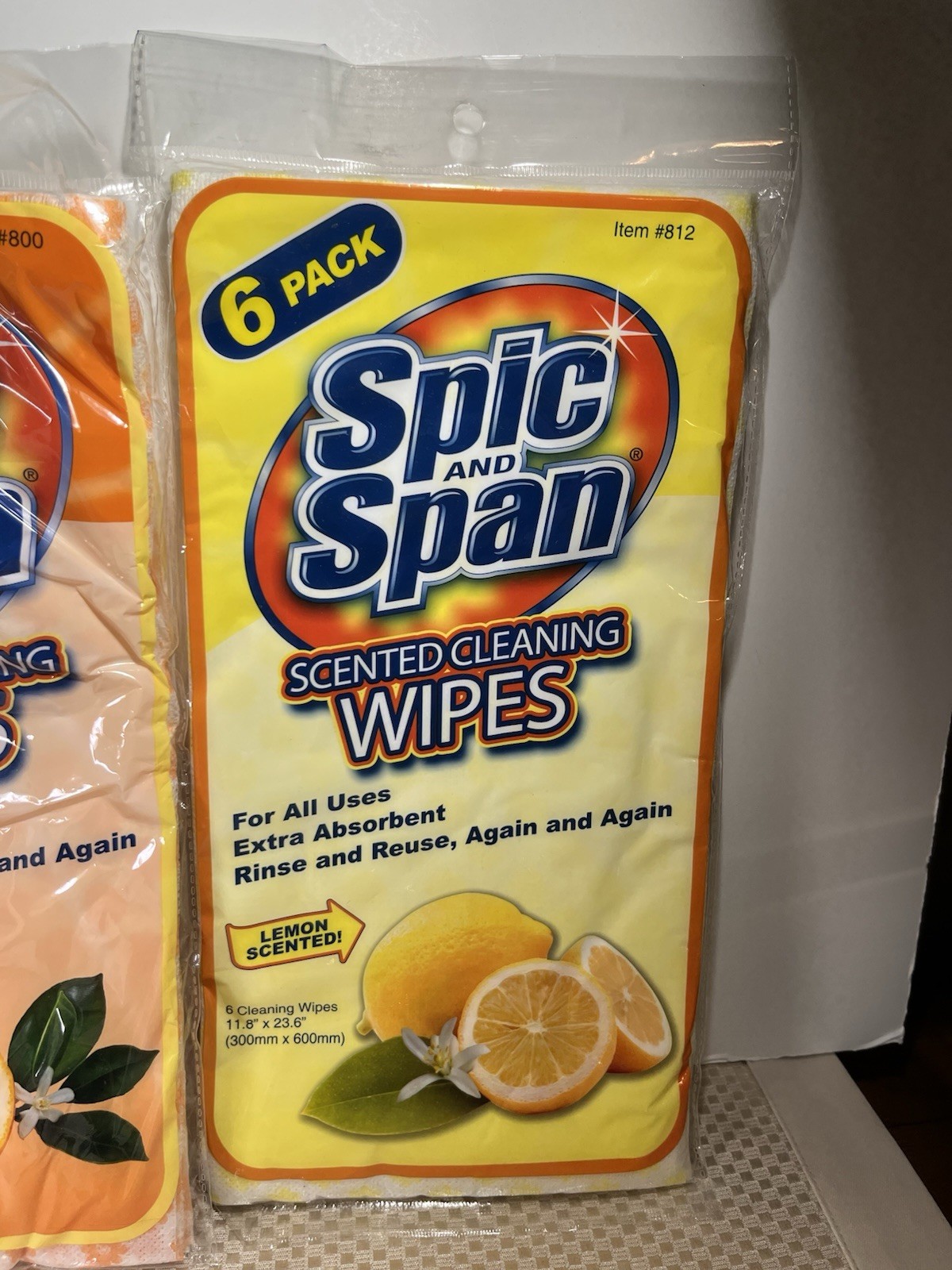 Lot Of 2 Spic & Span 6 Piece Lemon & Orange Scented Cleaning Wipes Kitchen